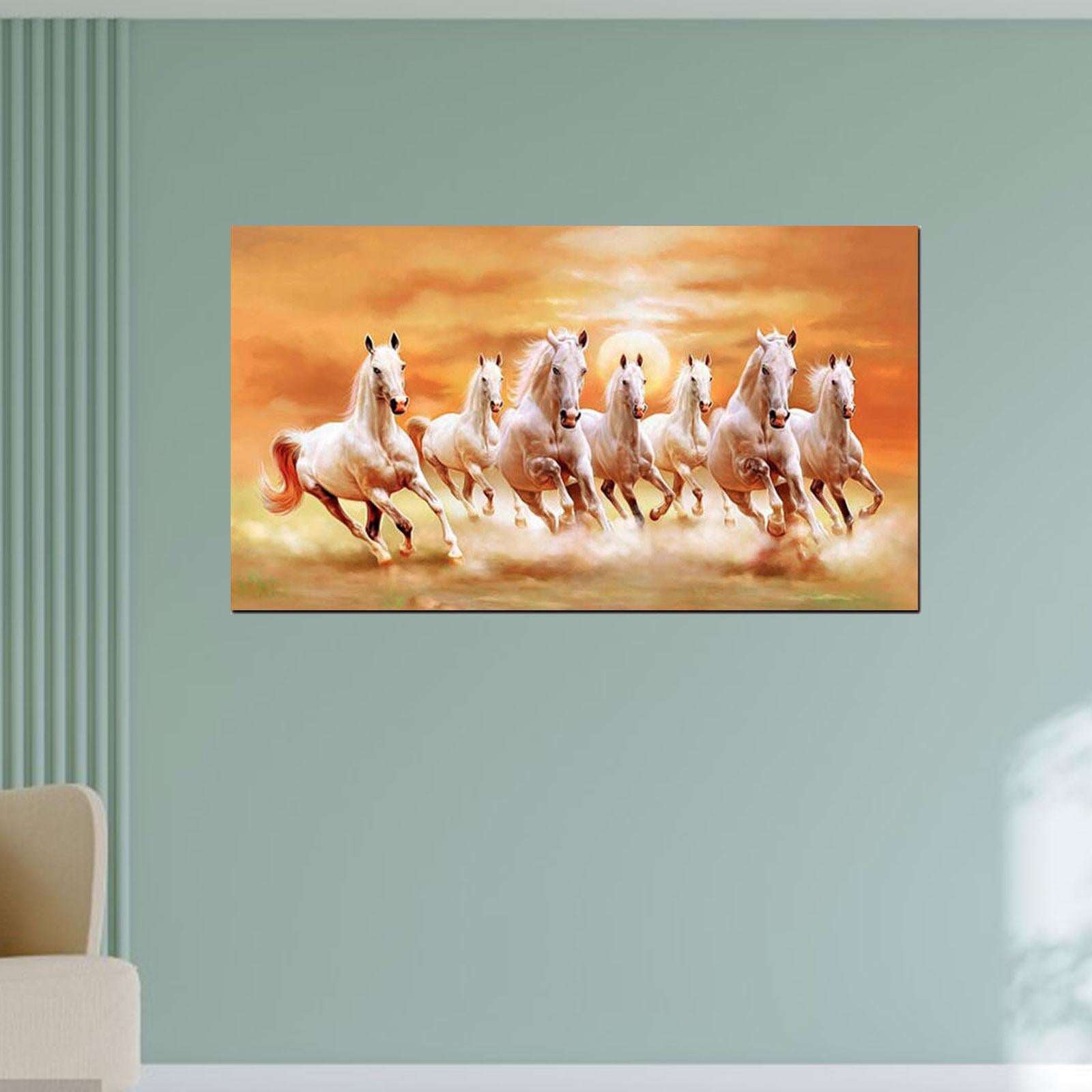 Horse Wall Art Animal Painting Gift Decorative Unframed for Hall Room Office Length 80 cm