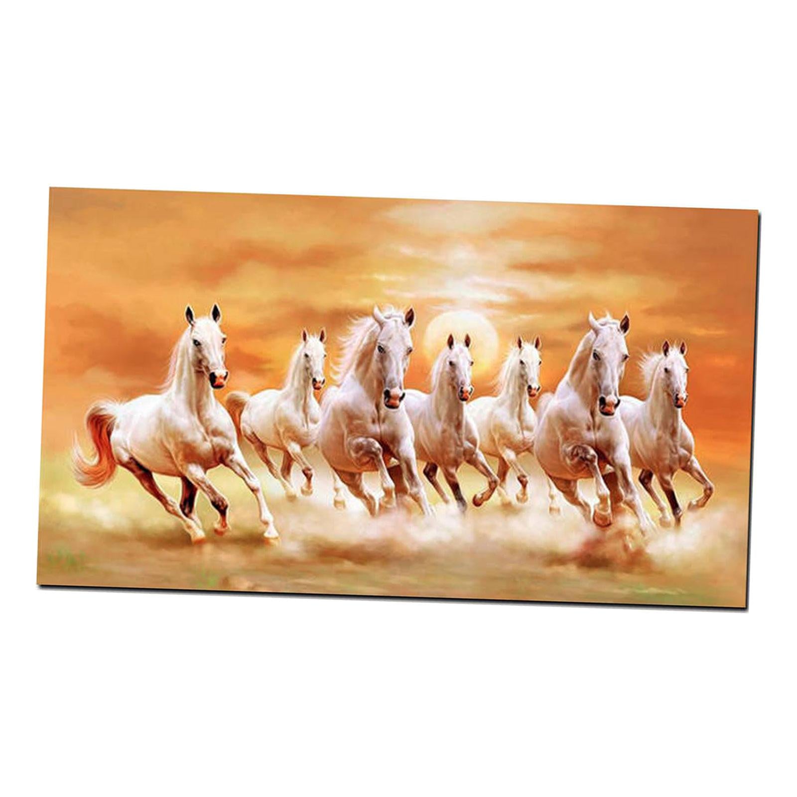 Horse Wall Art Animal Painting Gift Decorative Unframed for Hall Room Office Length 100 cm