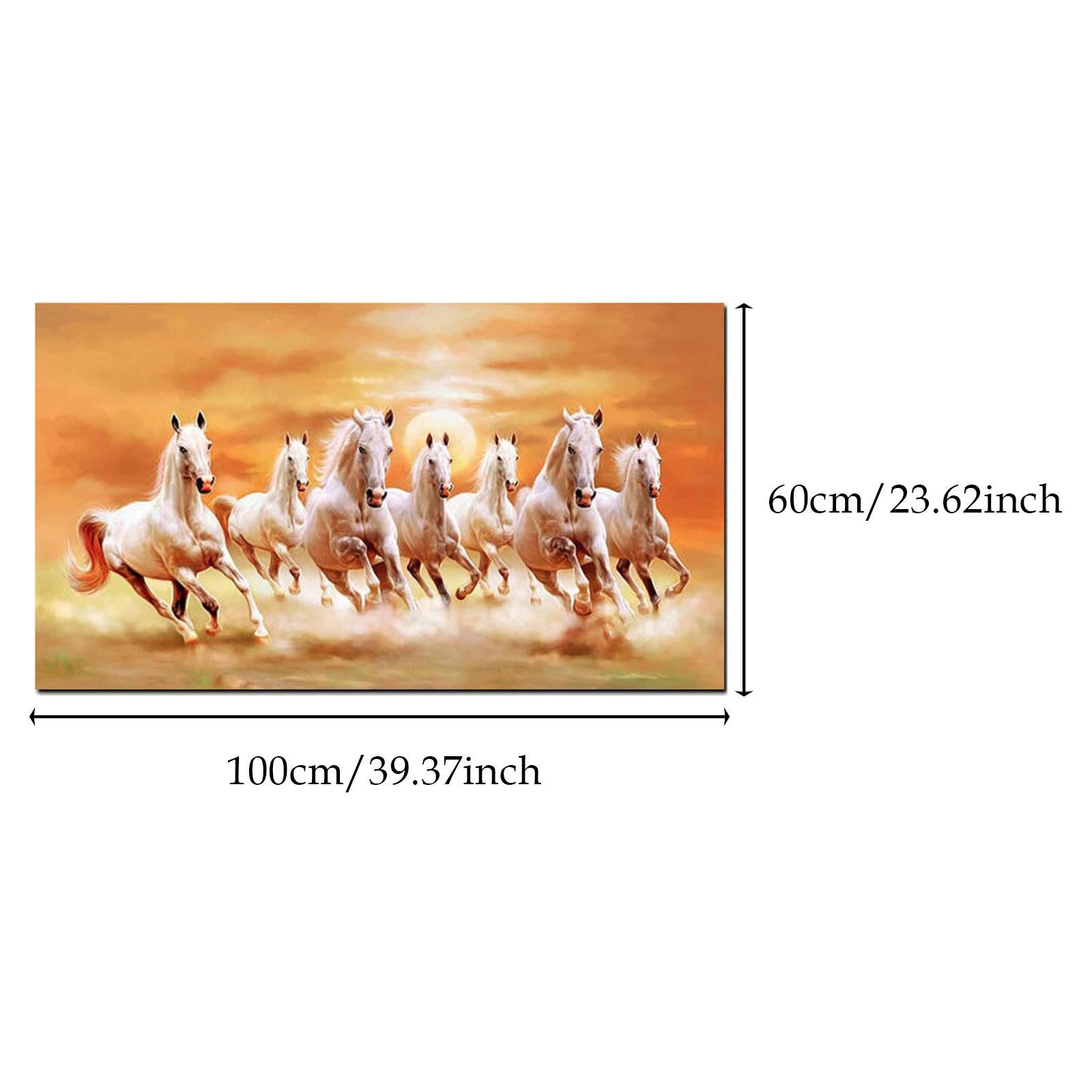 Horse Wall Art Animal Painting Gift Decorative Unframed for Hall Room Office Length 100 cm