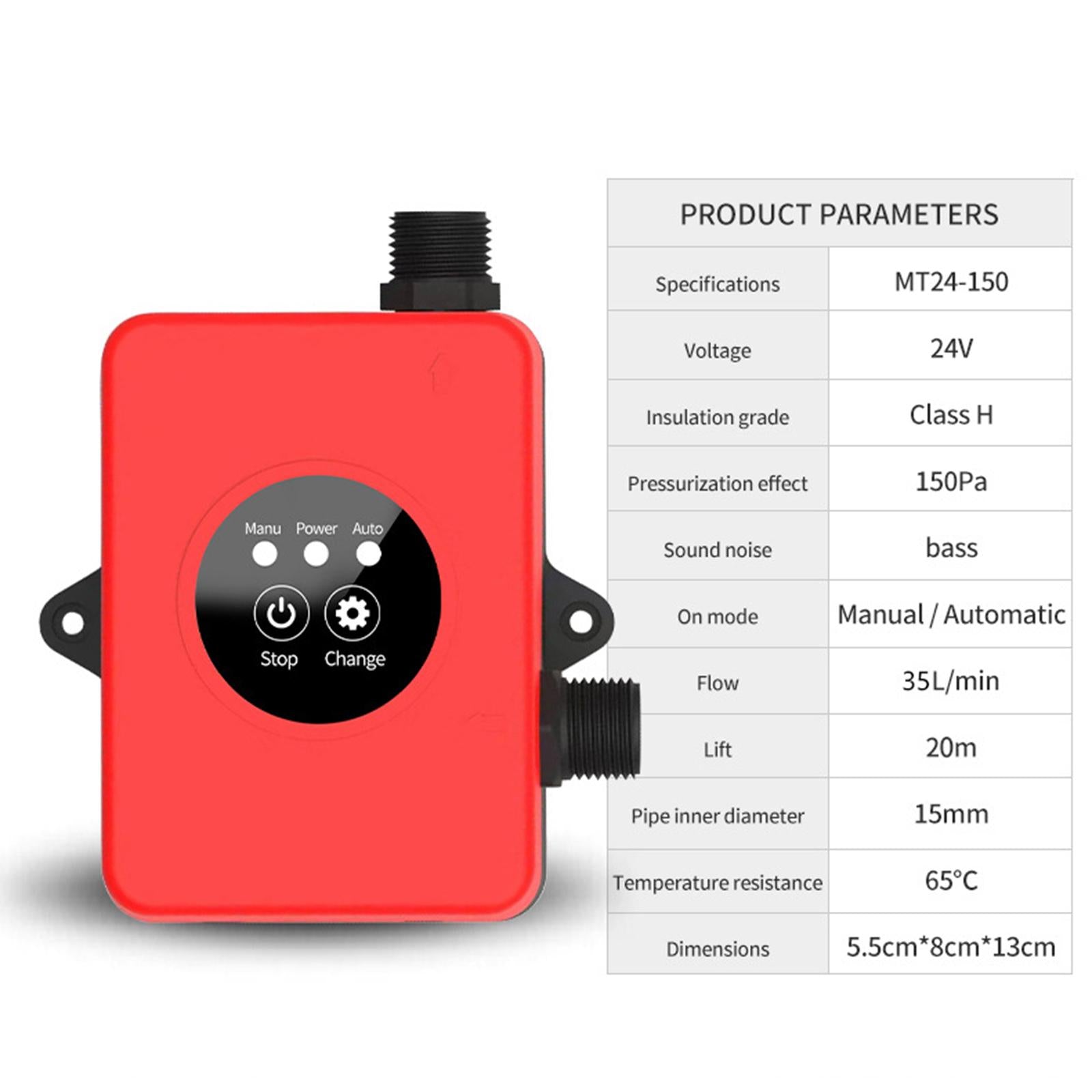 Water Pressure Pump Quiet Powerful Sturdy Accessories for Shower Garden Home Red
