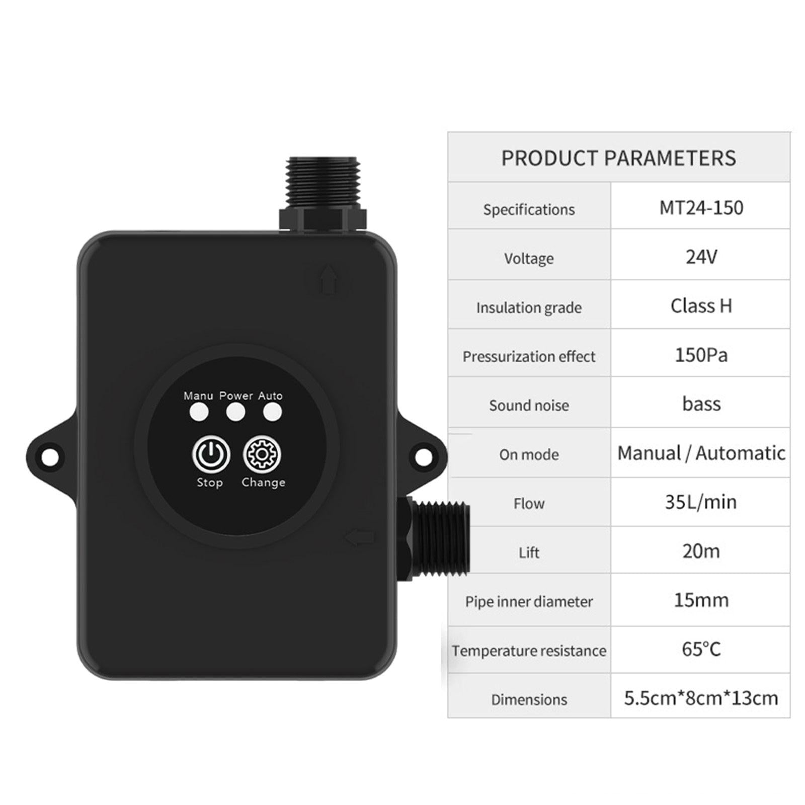 Water Pressure Pump Quiet Powerful Sturdy Accessories for Shower Garden Home Black