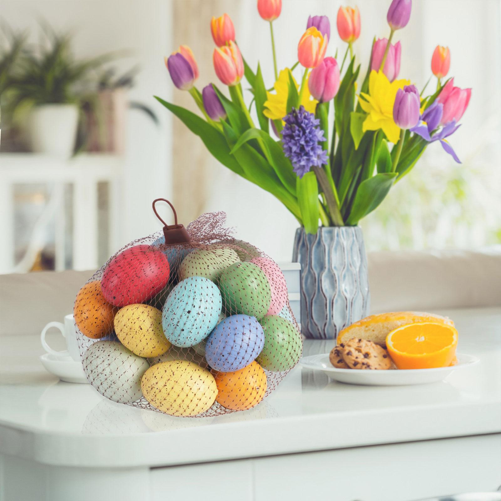 24 Pieces Colorful Artificial Easter Eggs for Easter Basket Fillers Reusable