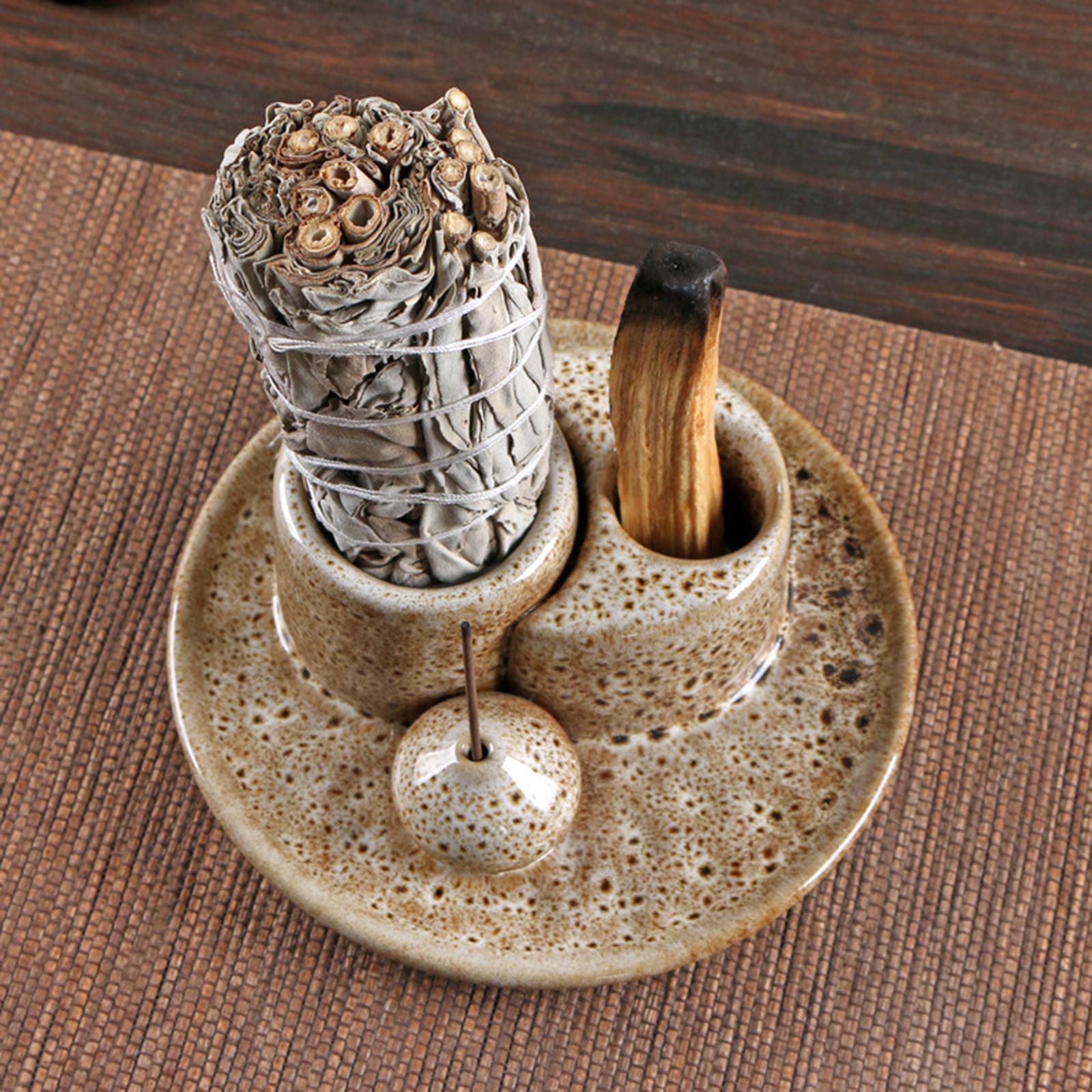 Incense Holder Portable Gift Incense Stick Holder for Desk Study Room Office Brown