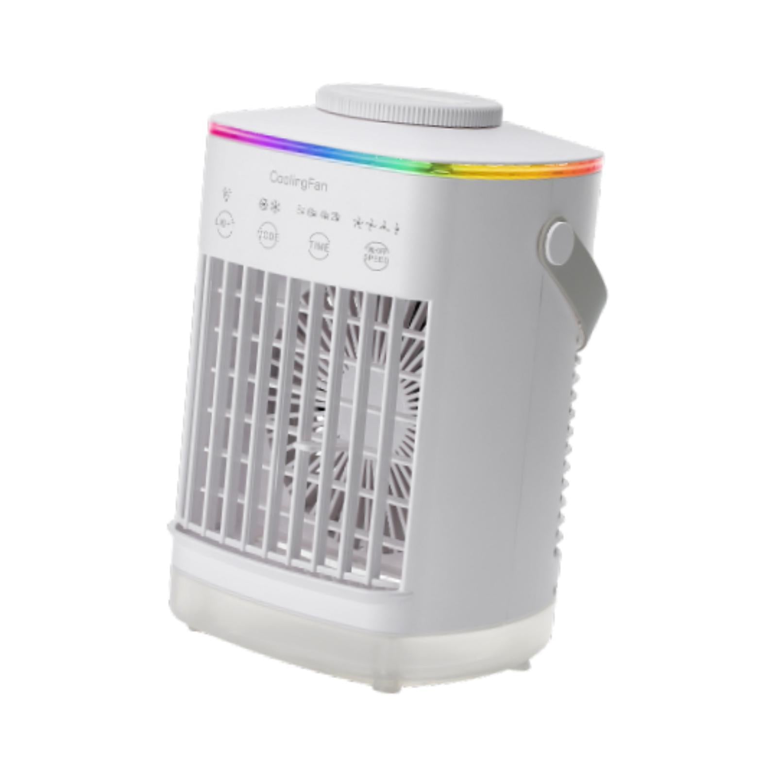 Mini Air Cooling Humidifier 7 Colors Light Desk Fan for Camping Room Bedroom