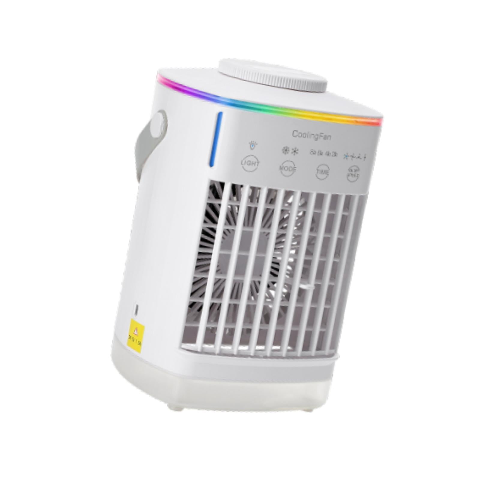 Mini Air Cooling Humidifier 7 Colors Light Desk Fan for Camping Room Bedroom