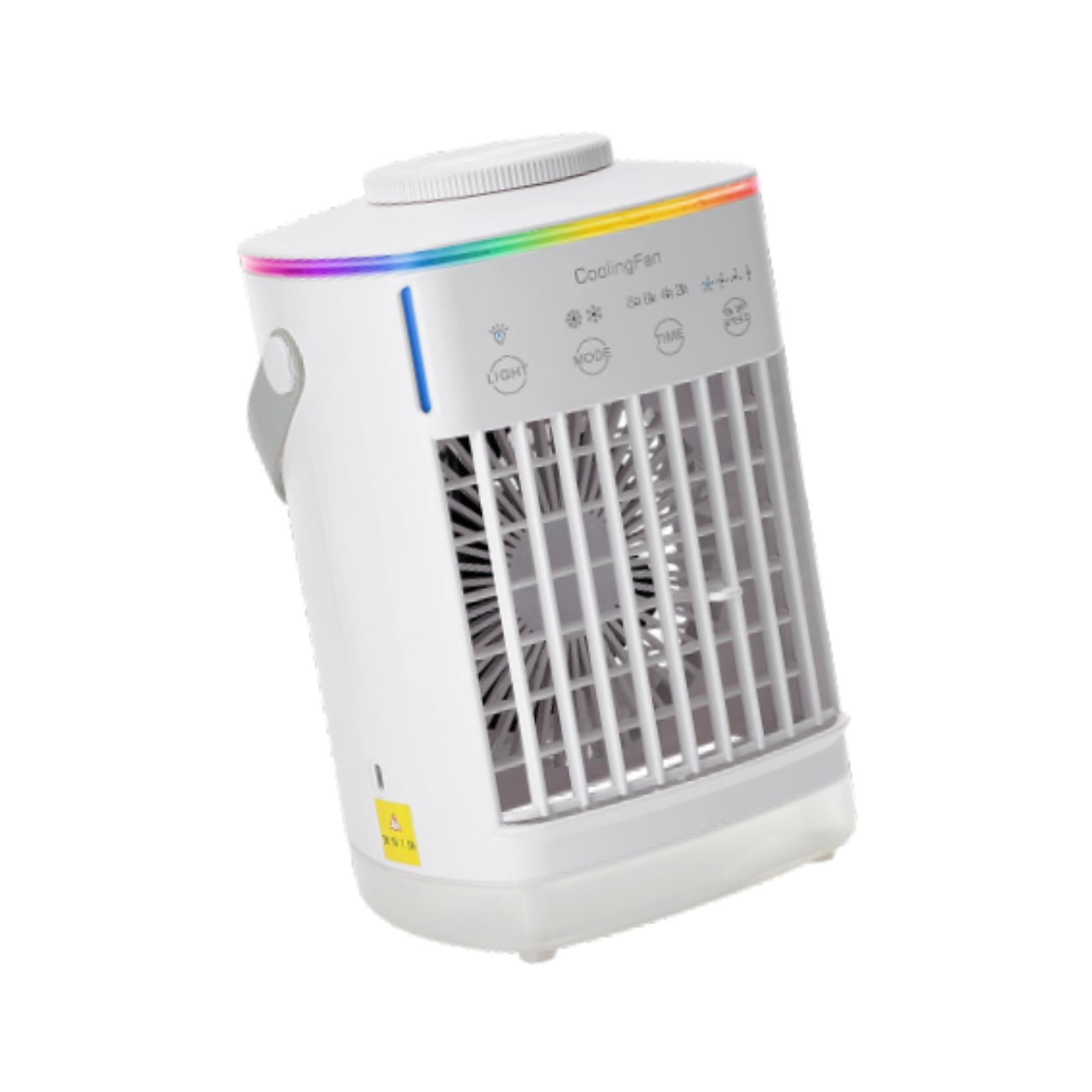 Mini Air Cooling Humidifier 7 Colors Light Desk Fan for Camping Room Bedroom