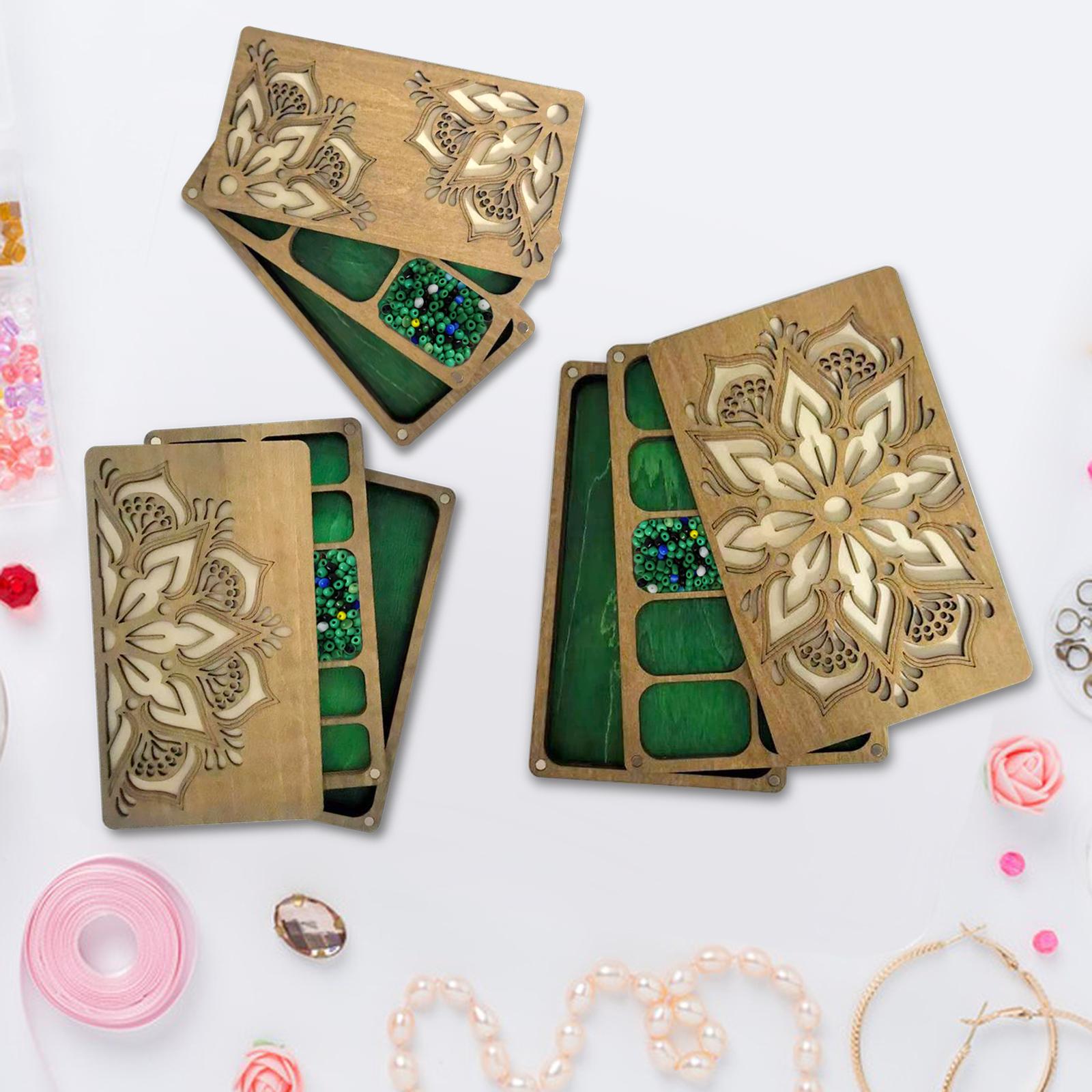 Bead Sorting Tray Wooden Organizer Box Beading Display Bead Storage Solution 16.5cmx8.8cmx2.5cm
