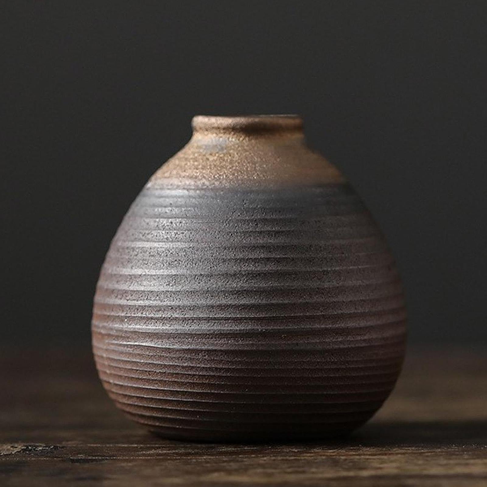 Rustic Ceramic Vase Flowerpot Flower Arrangement for Living Room Table Shelf 7.8cmx8.3cm