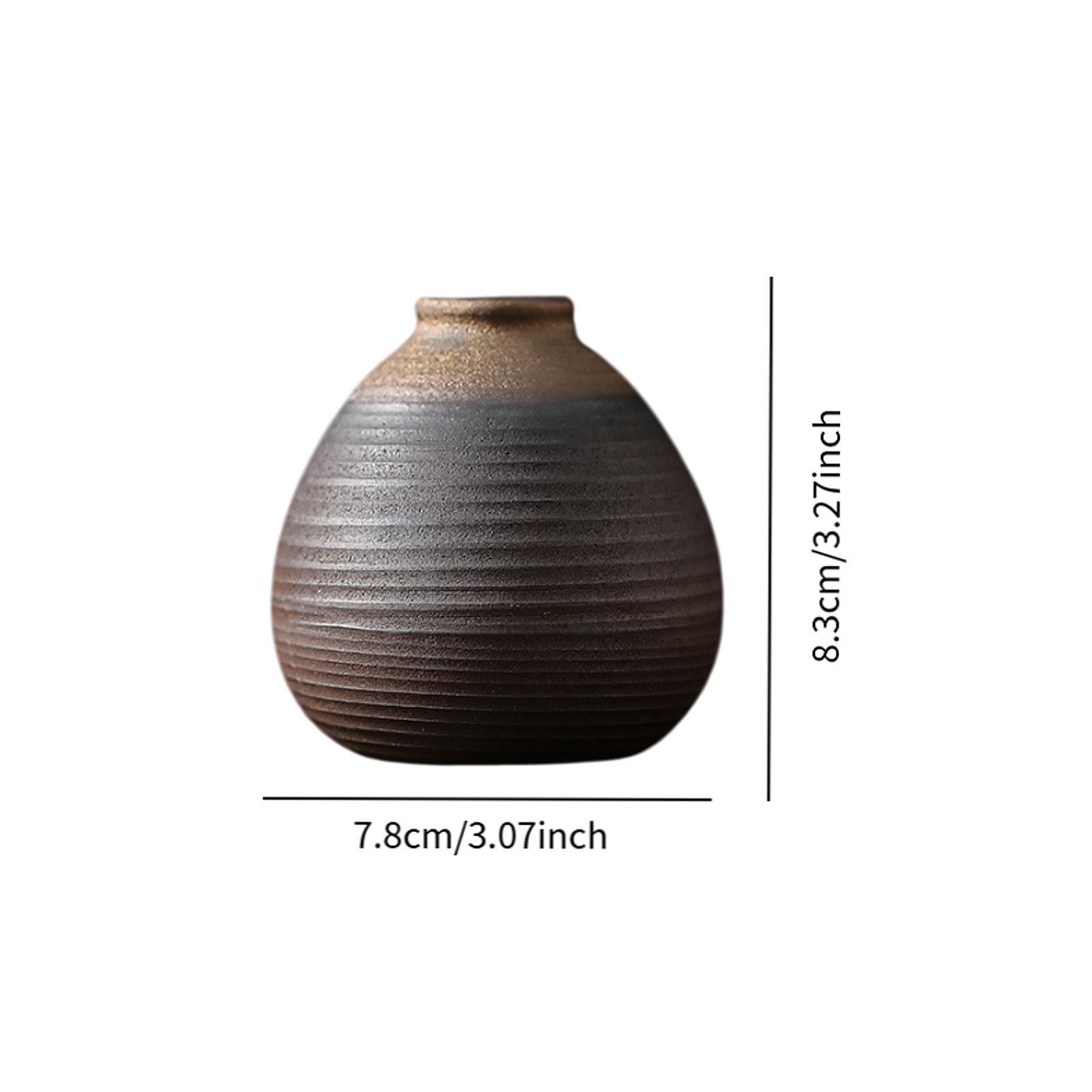 Rustic Ceramic Vase Flowerpot Flower Arrangement for Living Room Table Shelf 7.8cmx8.3cm