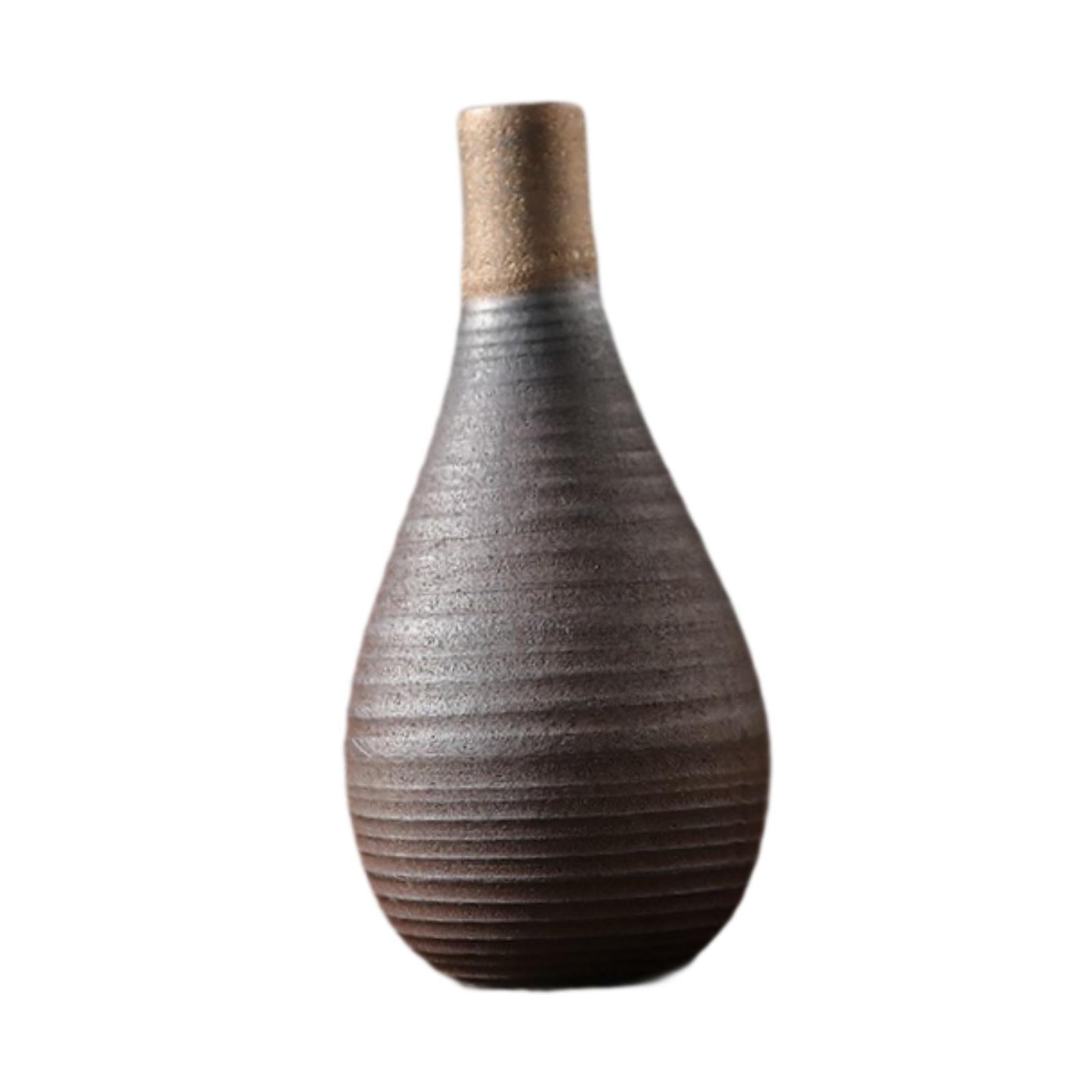 Rustic Ceramic Vase Flowerpot Flower Arrangement for Living Room Table Shelf 6cmx13.2cm