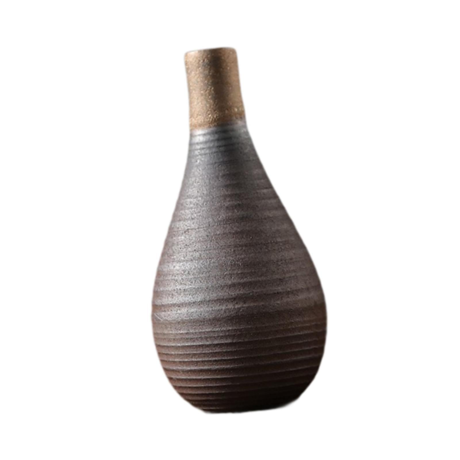 Rustic Ceramic Vase Flowerpot Flower Arrangement for Living Room Table Shelf 6cmx13.2cm