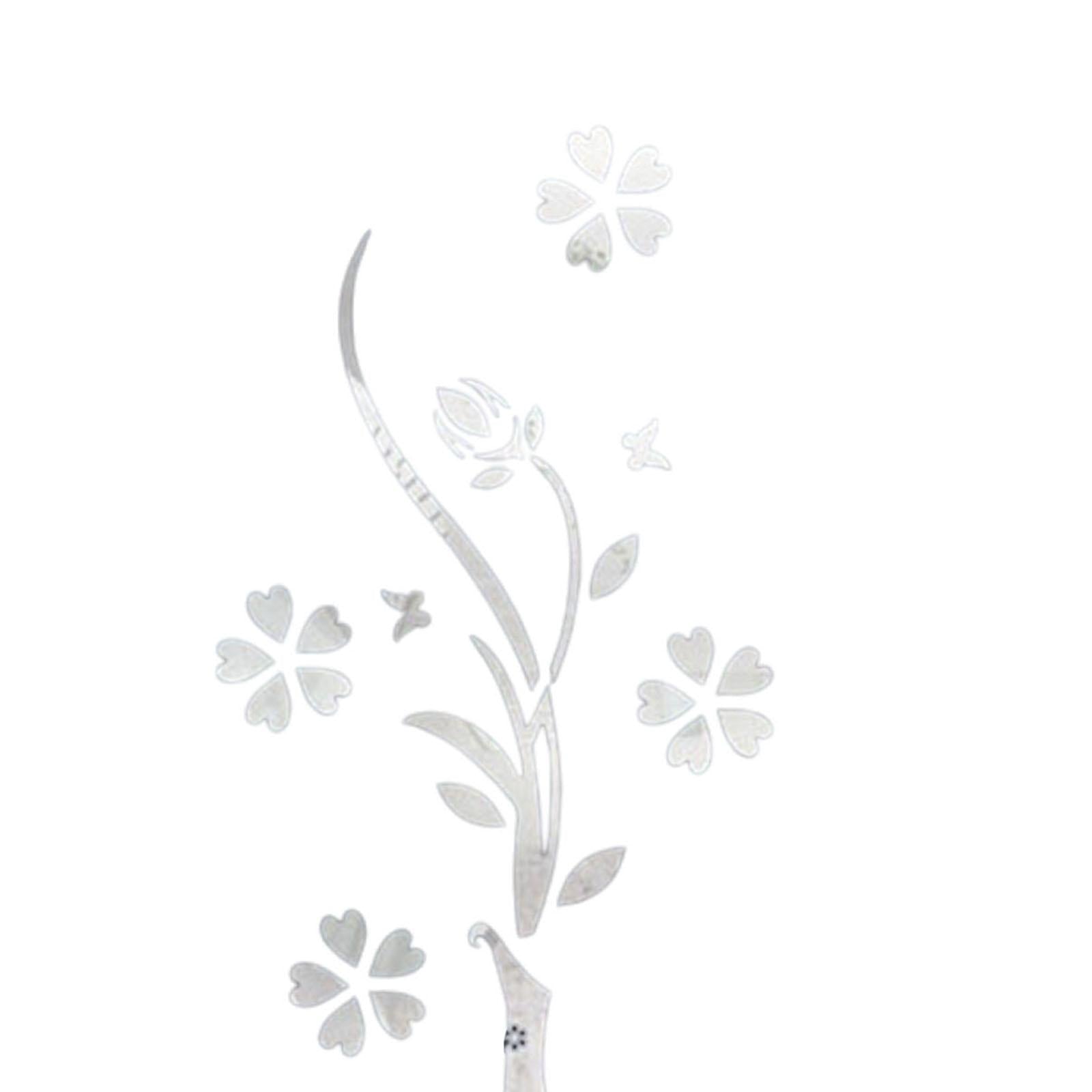 3D Mirror Flower Wall Decal Modern Acrylic Ornament for Office TV Background