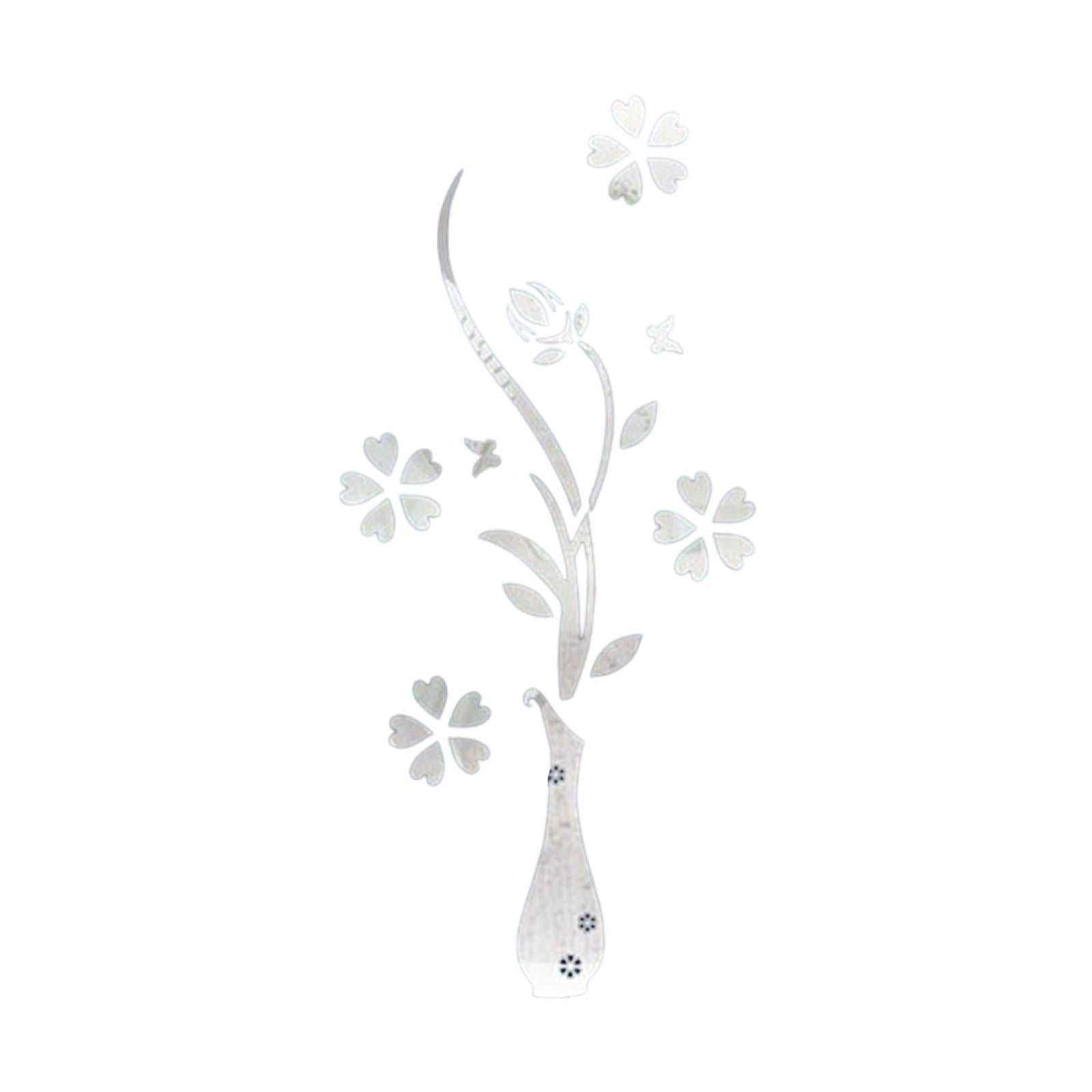 3D Mirror Flower Wall Decal Modern Acrylic Ornament for Office TV Background