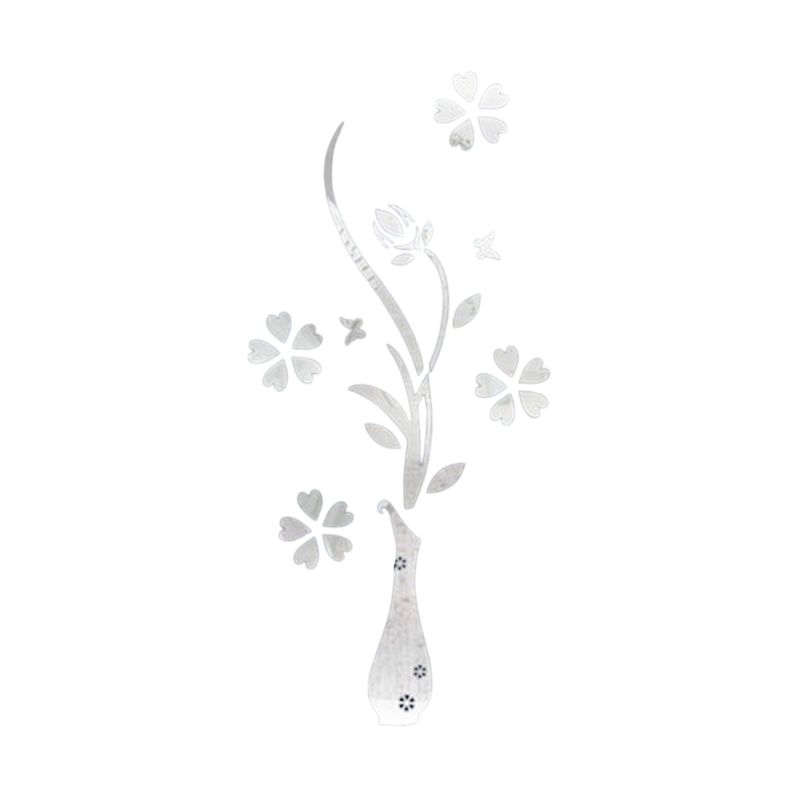 3D Mirror Flower Wall Decal Modern Acrylic Ornament for Office TV Background