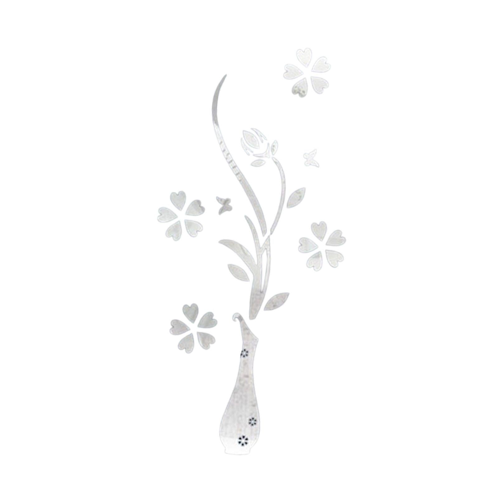 3D Mirror Flower Wall Decal Modern Acrylic Ornament for Office TV Background