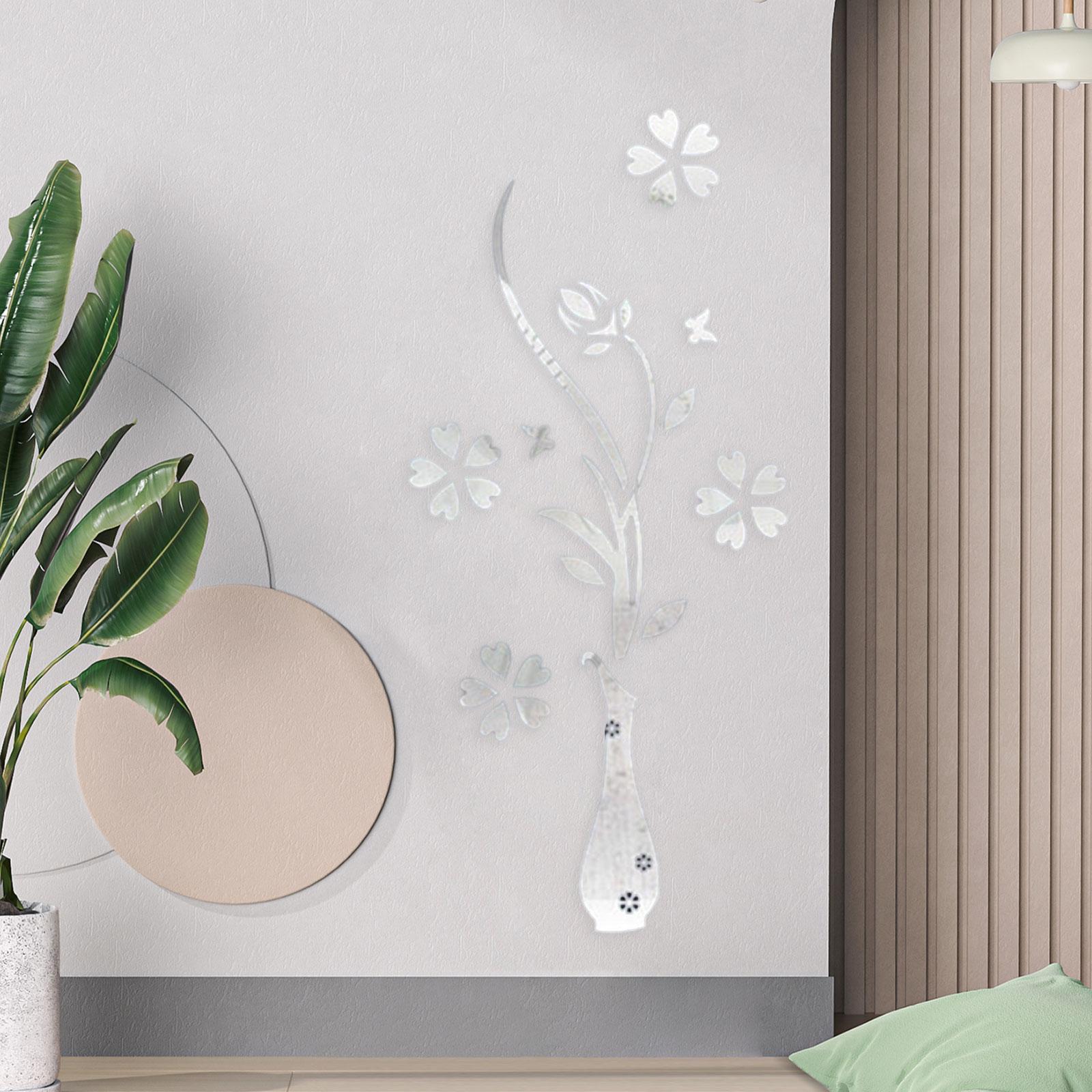 3D Mirror Flower Wall Decal Modern Acrylic Ornament for Office TV Background