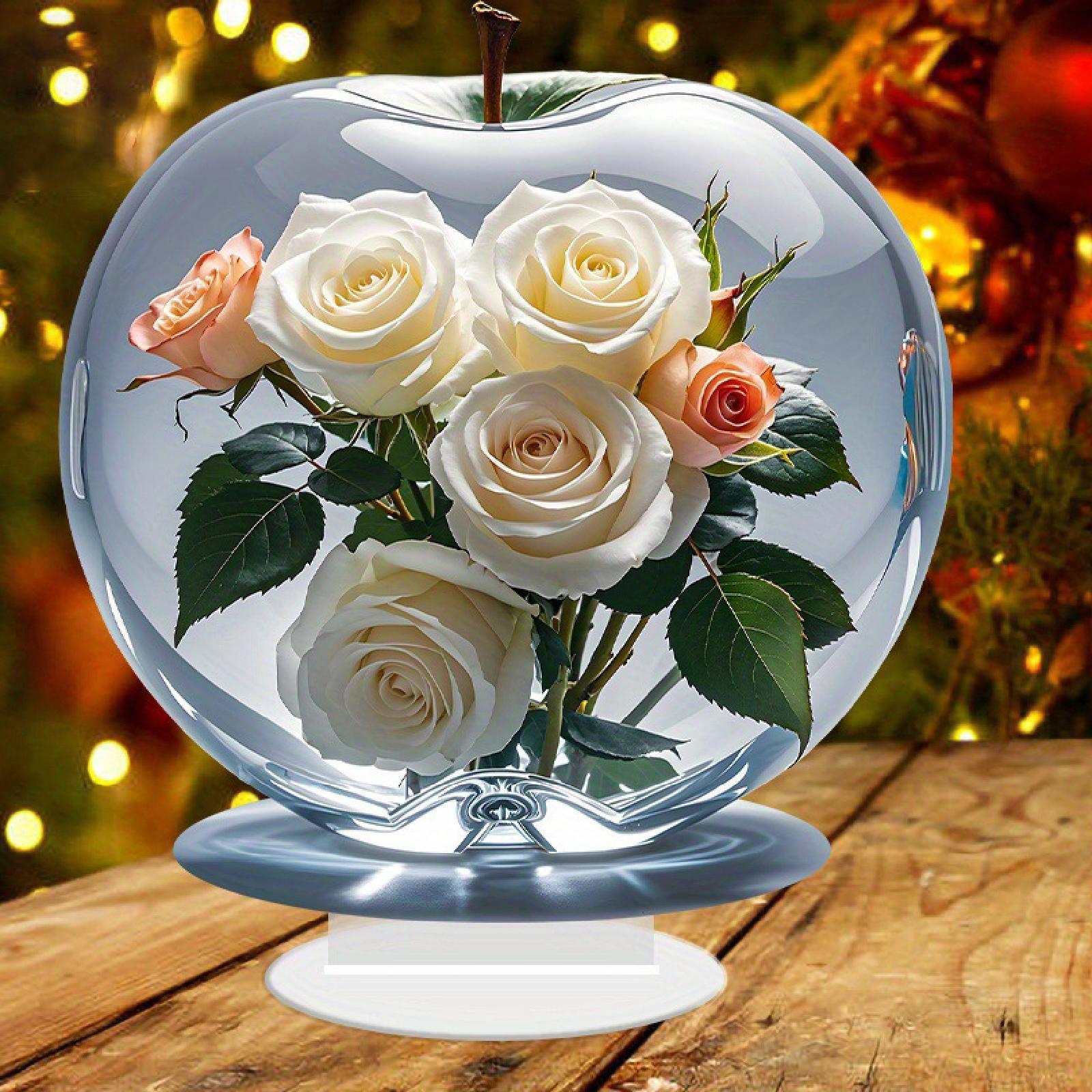 2D Rose Flowers Decoration Artwork Tabletop Ornament for Home Cabinet Office