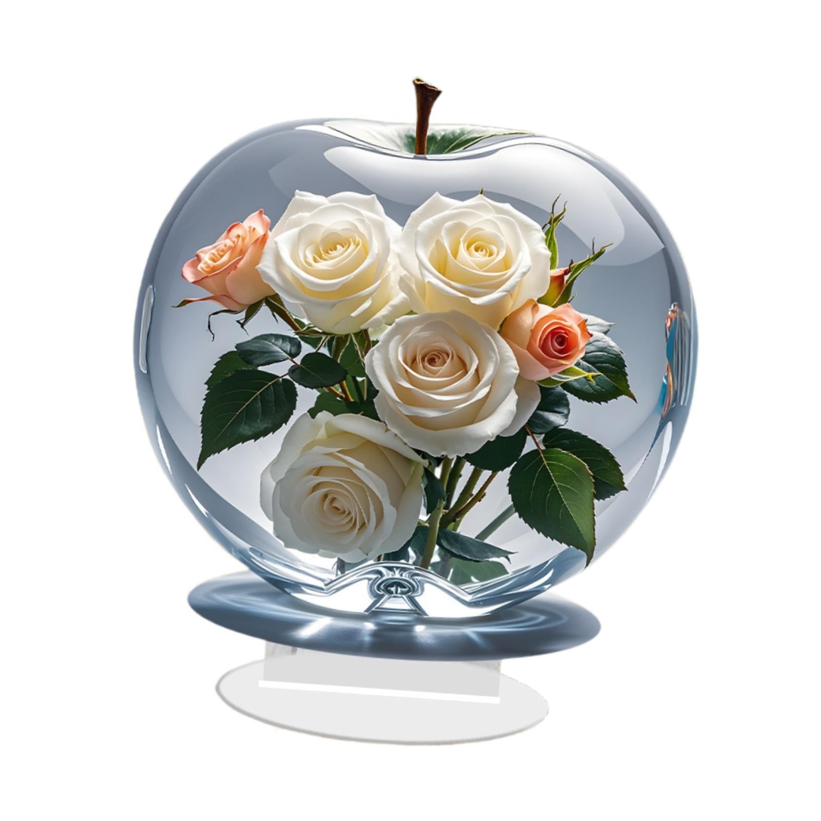 2D Rose Flowers Decoration Artwork Tabletop Ornament for Home Cabinet Office