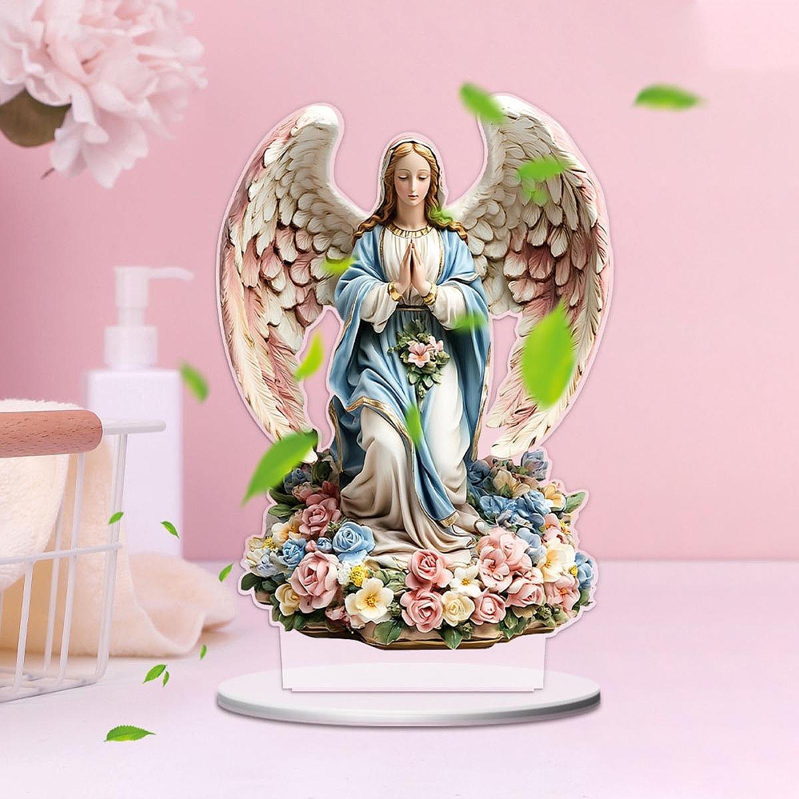 2D Angel Decor Crafts Acrylic Desktop Plaque for Centerpiece Table Bookshelf Style B