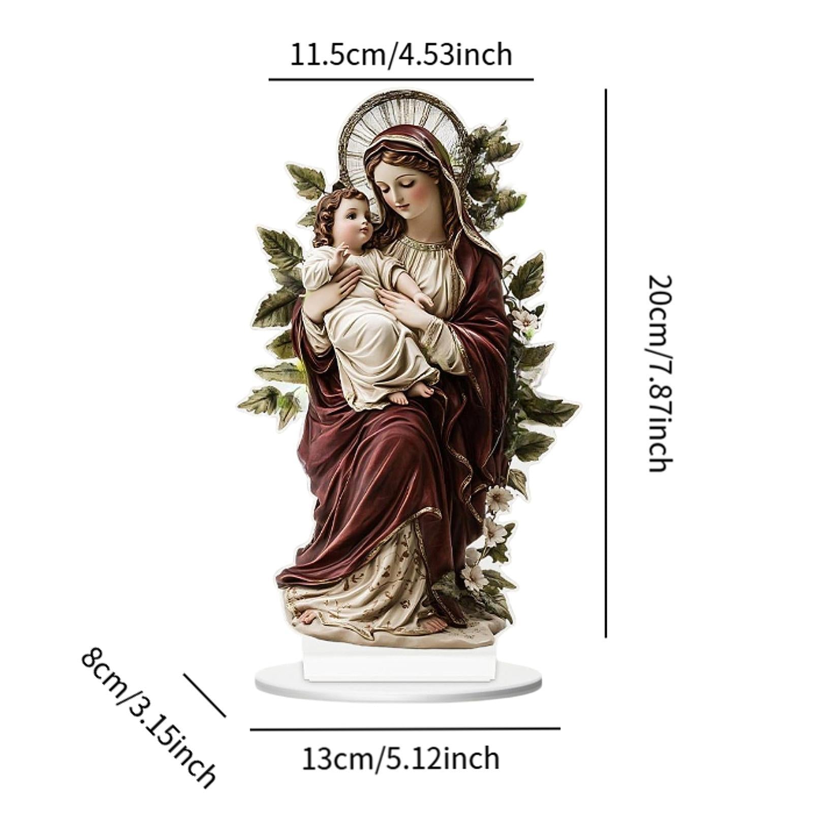 Virgin Mary Holding Jesus Sign Fireplace Gift 2D Flat Acrylic Table Ornament