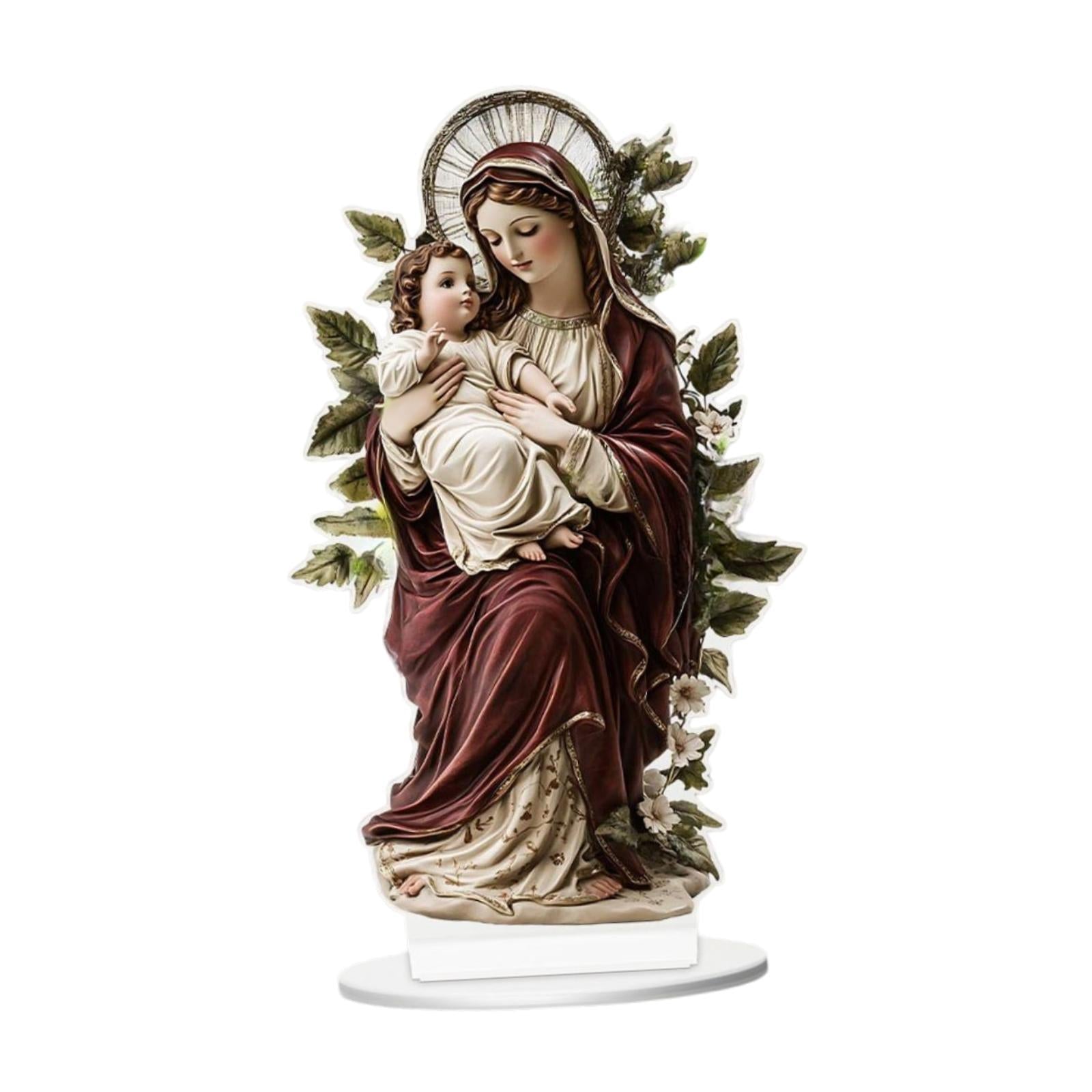 Virgin Mary Holding Jesus Sign Fireplace Gift 2D Flat Acrylic Table Ornament