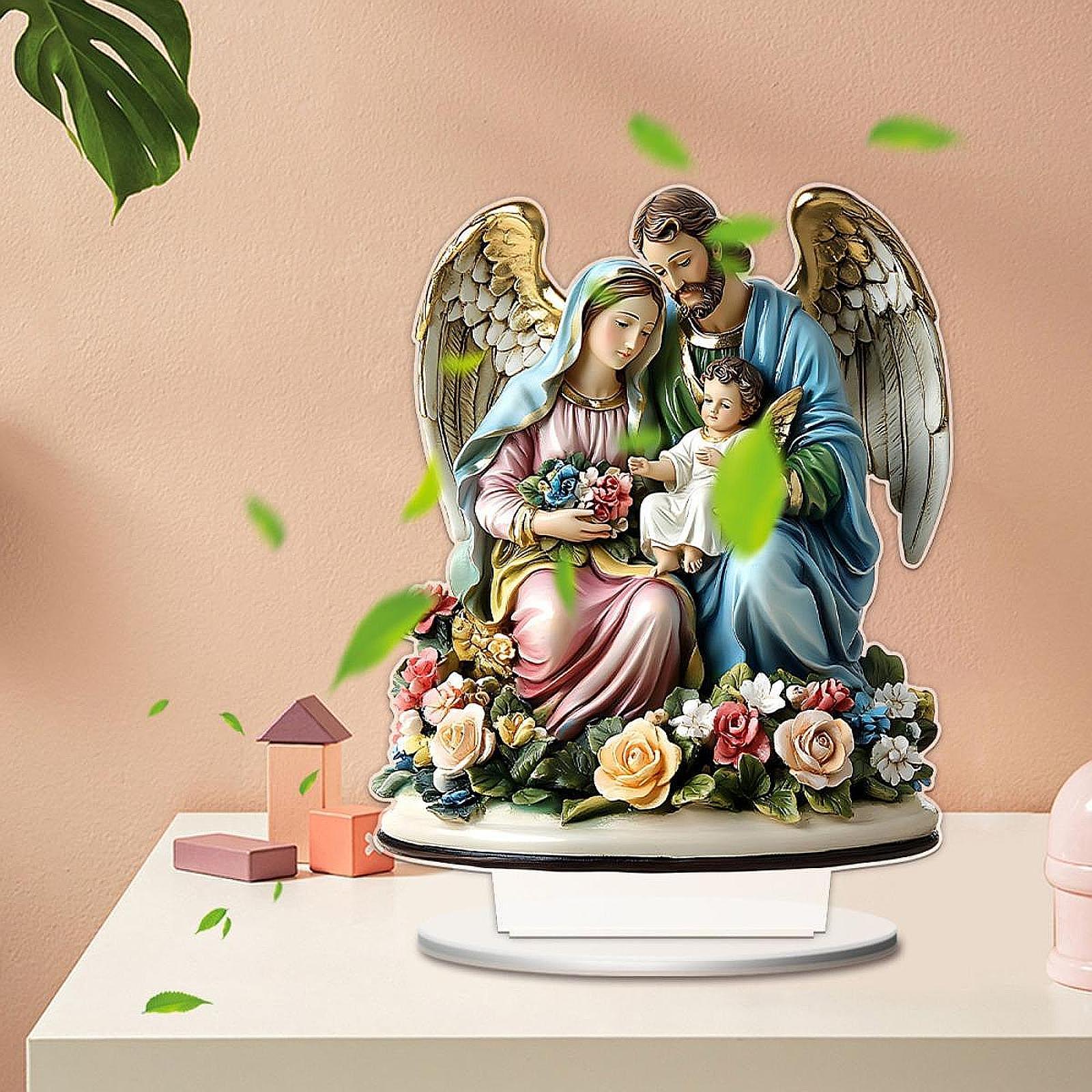 2D Holy Family Decoration Tabletop Ornament for Desk Living Room Dining Room