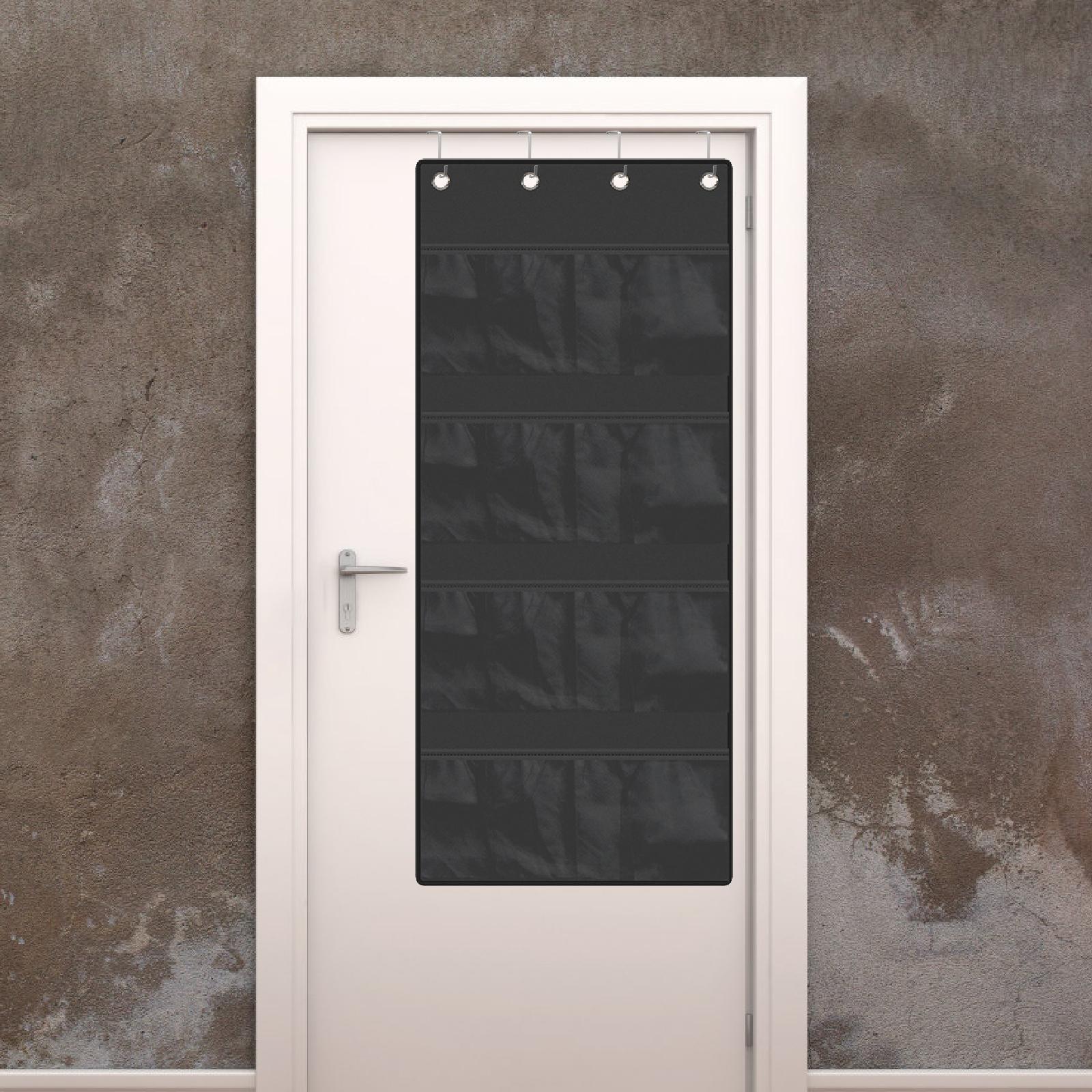 over The Door Organizer Toys Space Saving Dolls 4 Layer for Dorm Wall Closet Black