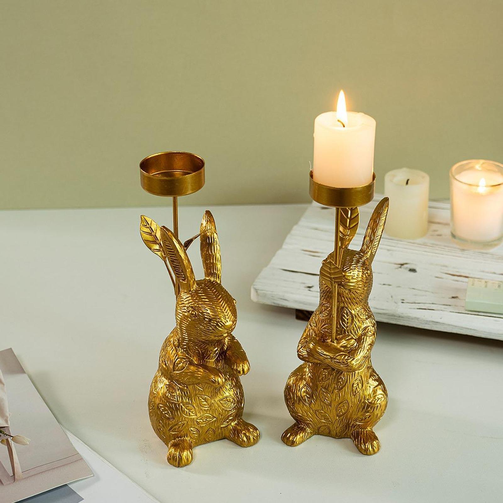 Candle Holder Bunny Decor Elegant Table Centerpiece for Bedroom Room Wedding Standing