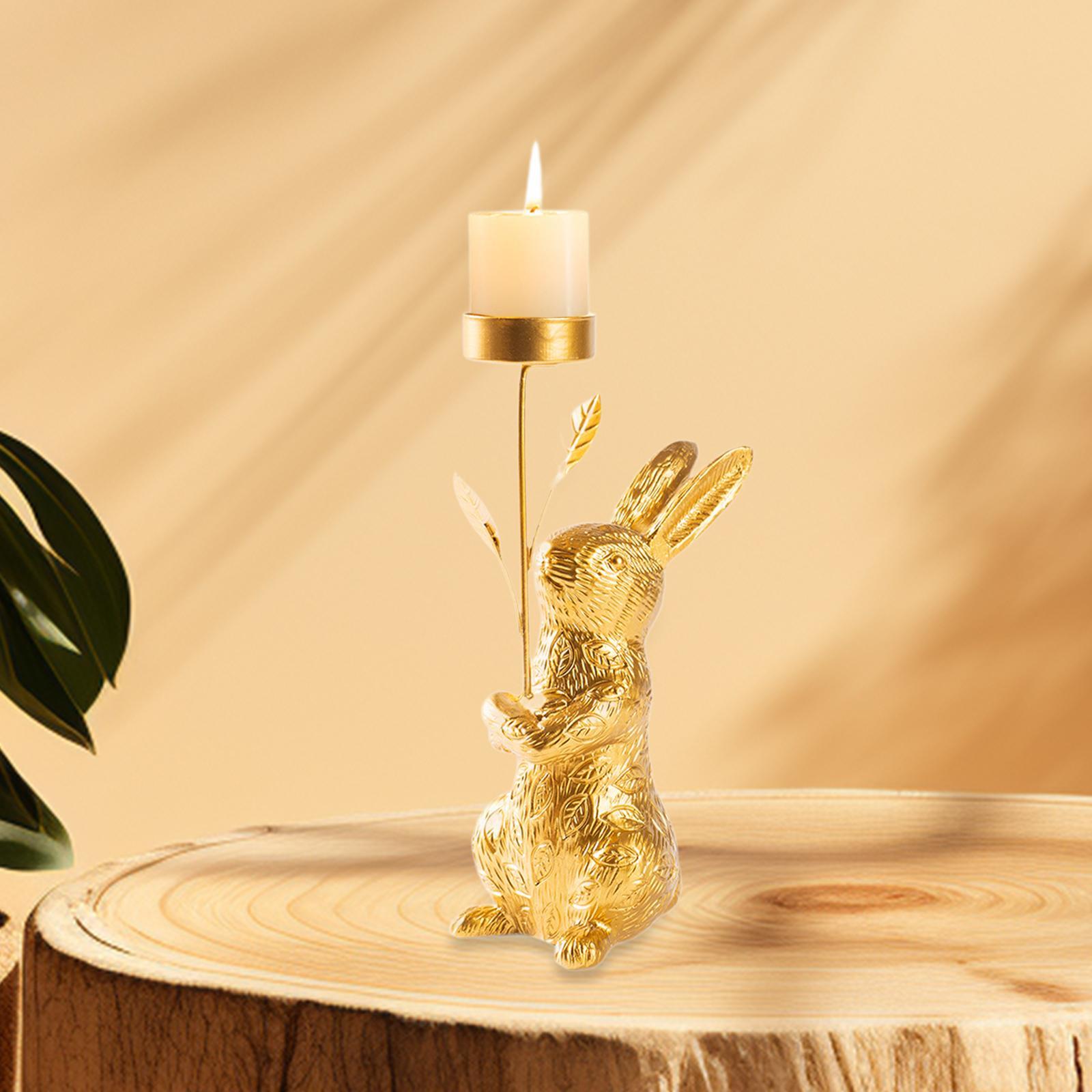 Candle Holder Bunny Decor Elegant Table Centerpiece for Bedroom Room Wedding Holding hands