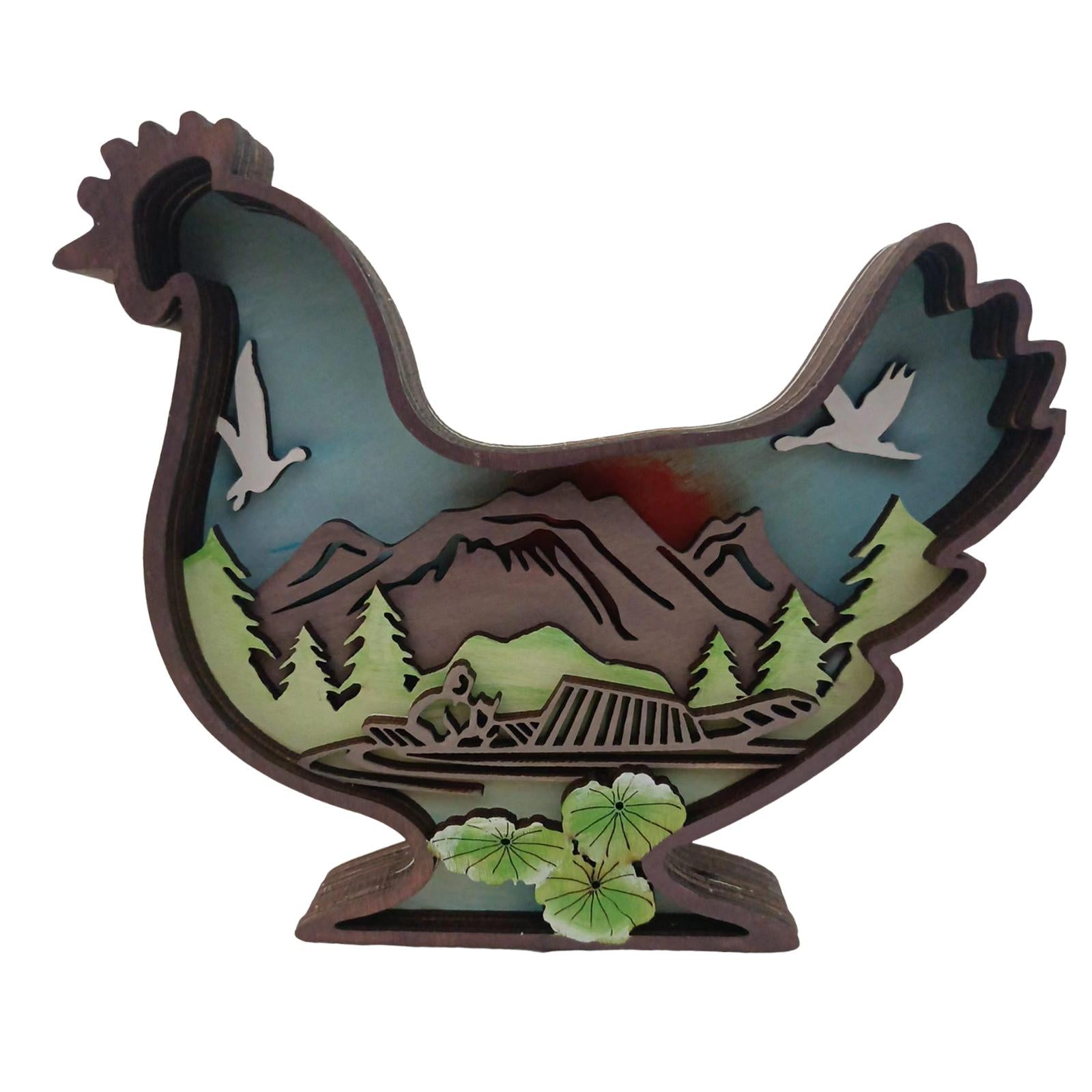 Chicken Statue Crafts Decorative Desk Ornament for Countertop Office Walkway