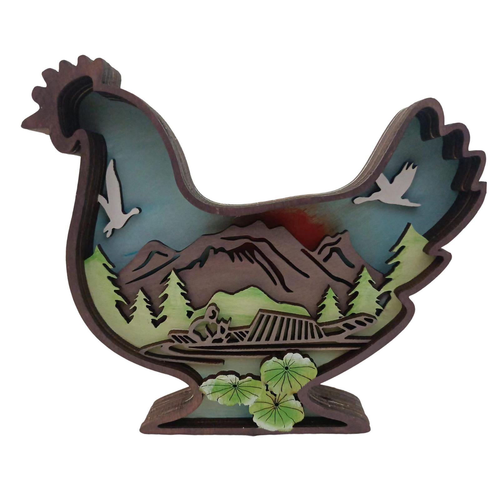 Chicken Statue Crafts Decorative Desk Ornament for Countertop Office Walkway