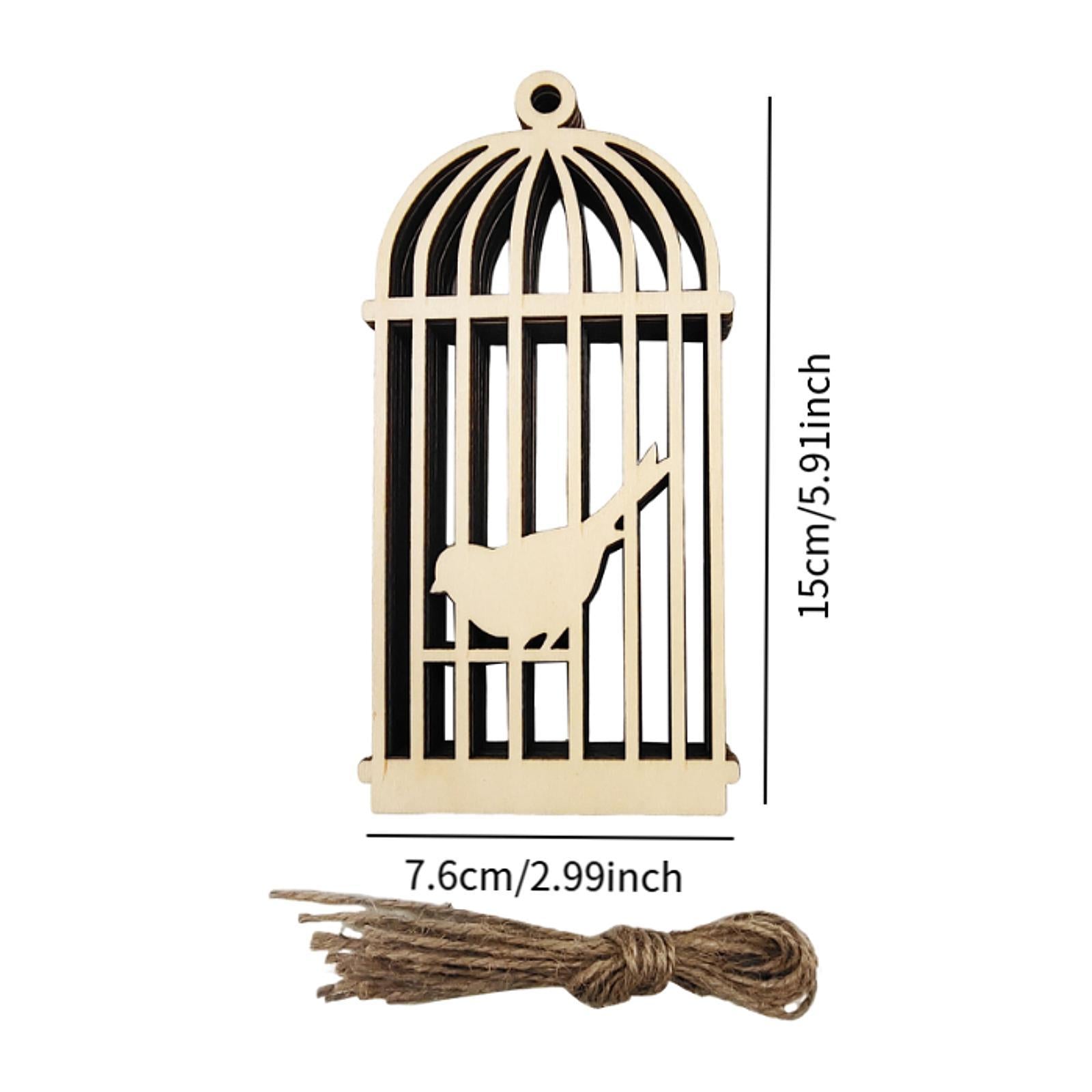 Wooden Bird Cage Sign Decoration Hollow Carving for Farmhouse Porch Backyard