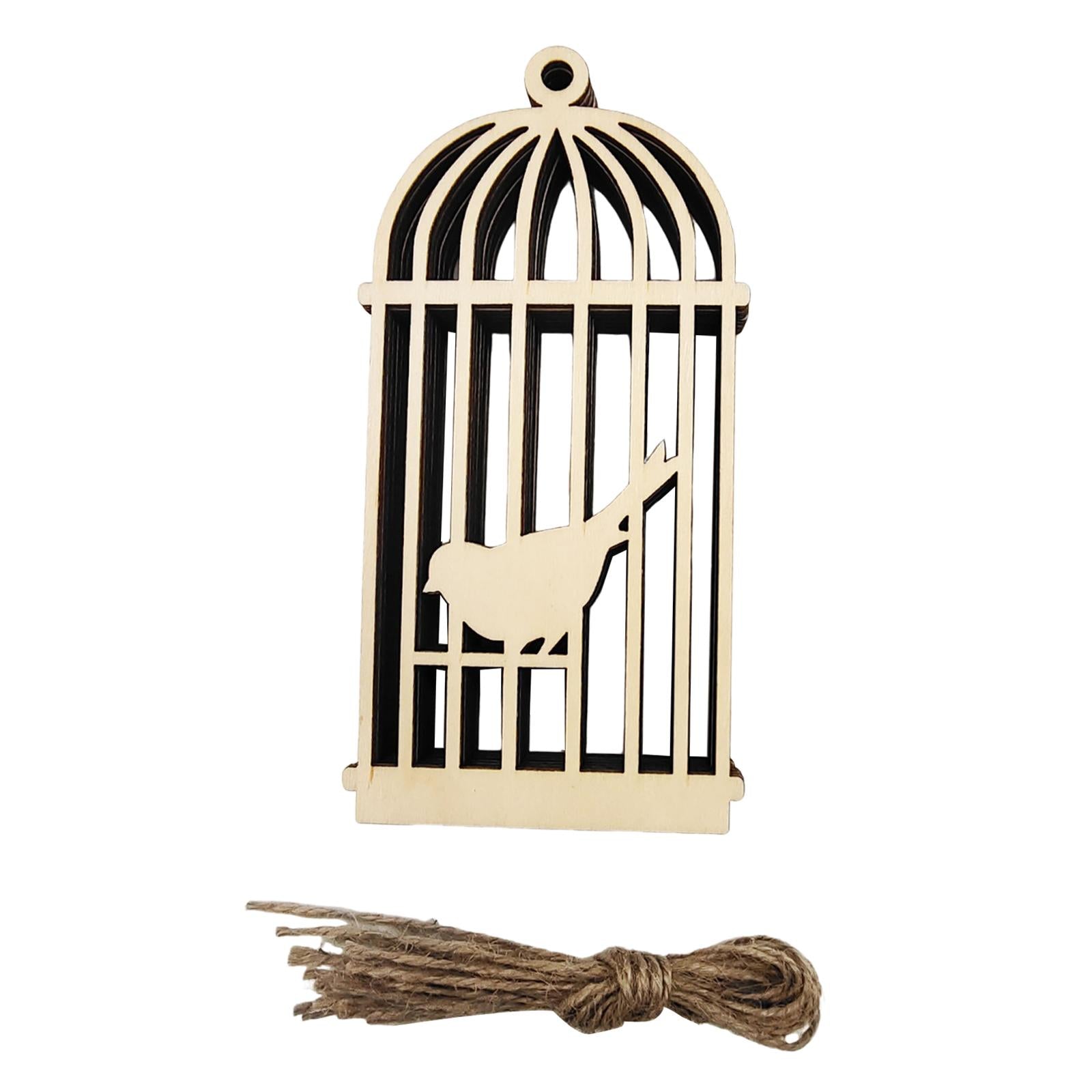 Wooden Bird Cage Sign Decoration Hollow Carving for Farmhouse Porch Backyard