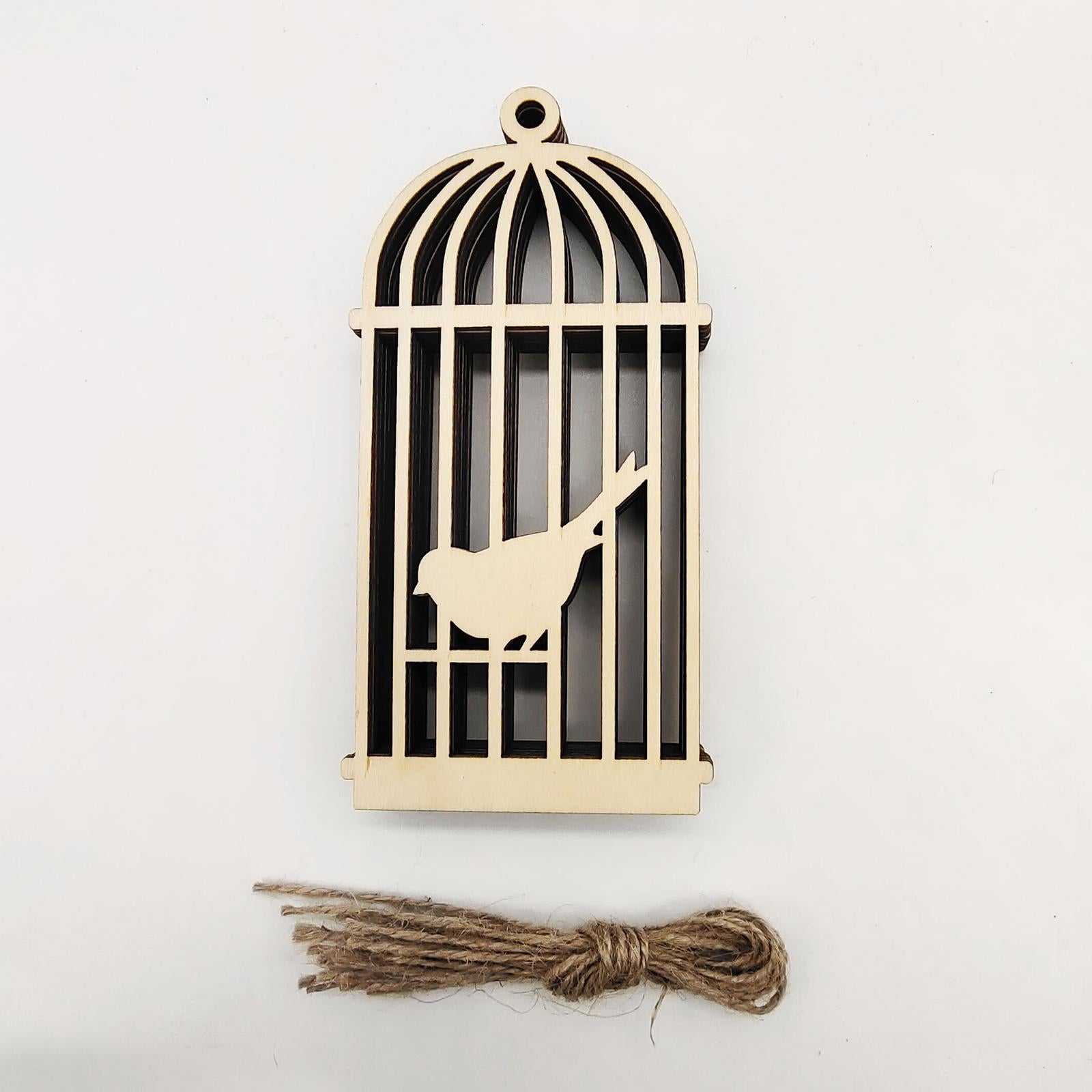 Wooden Bird Cage Sign Decoration Hollow Carving for Farmhouse Porch Backyard