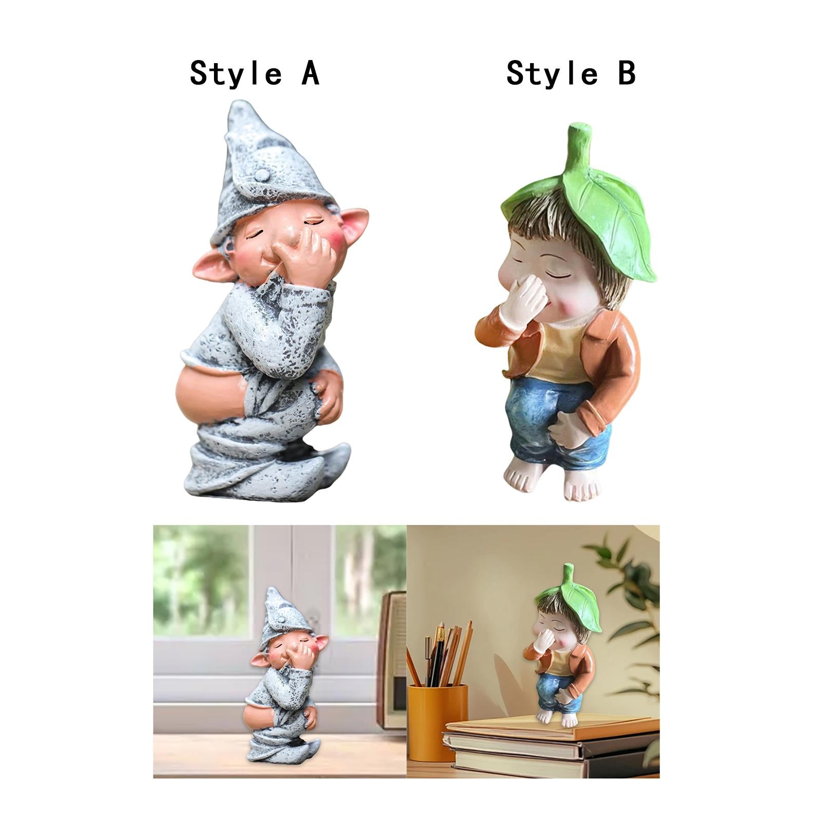Funny Garden Dwarf Figurine Lawn Ornament for Porch Balcony Lightweight Cute Style A
