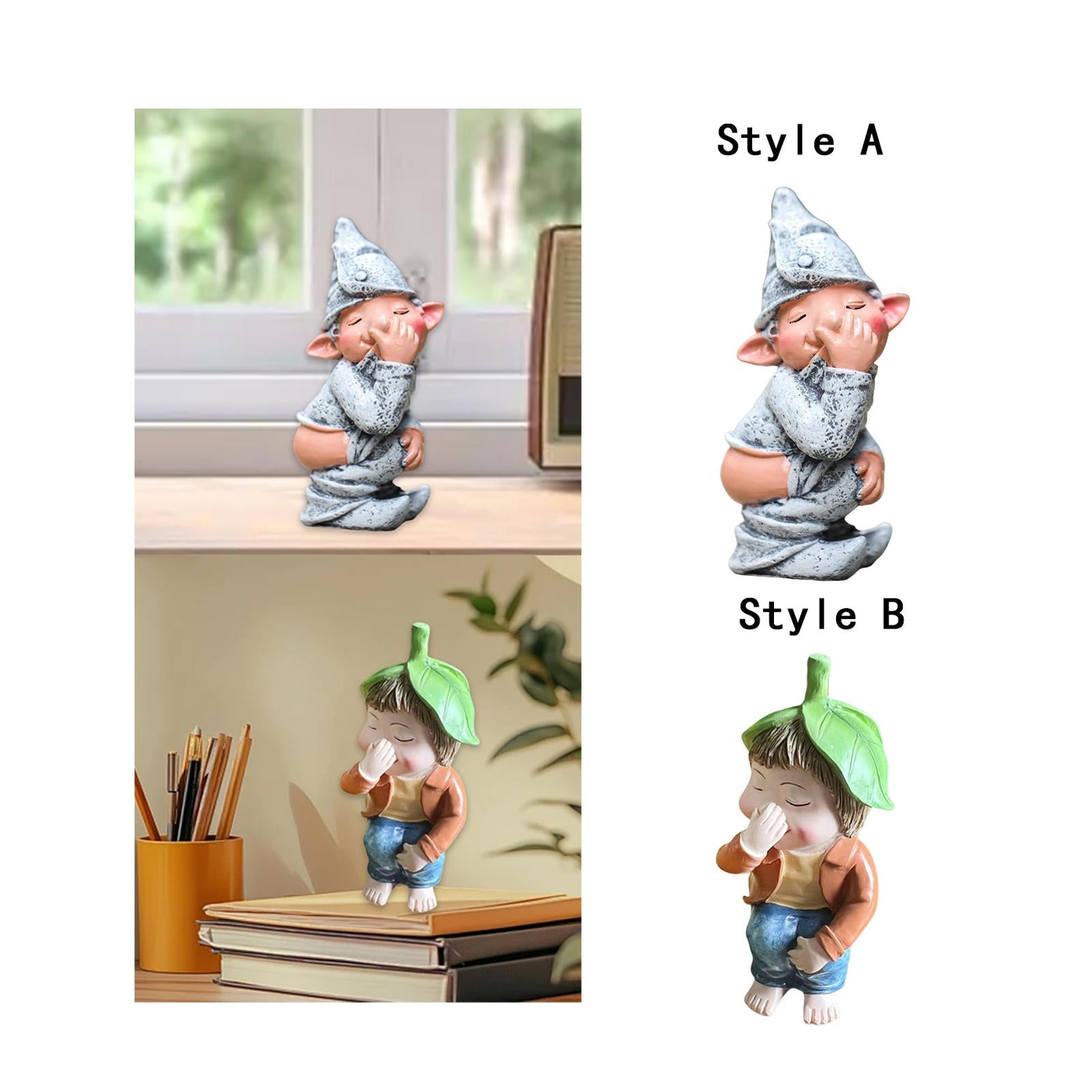 Funny Garden Dwarf Figurine Lawn Ornament for Porch Balcony Lightweight Cute Style A