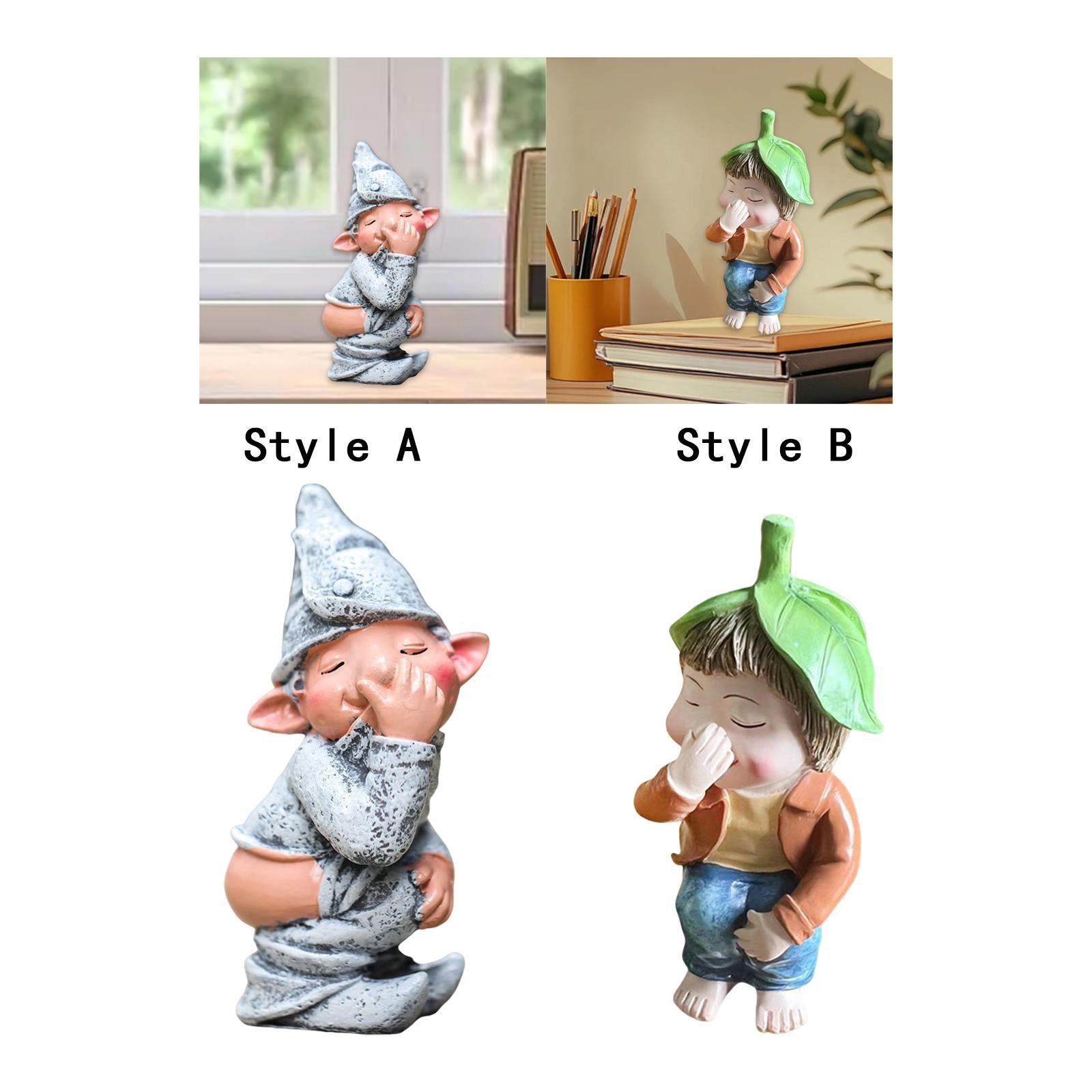 Funny Garden Dwarf Figurine Lawn Ornament for Porch Balcony Lightweight Cute Style A