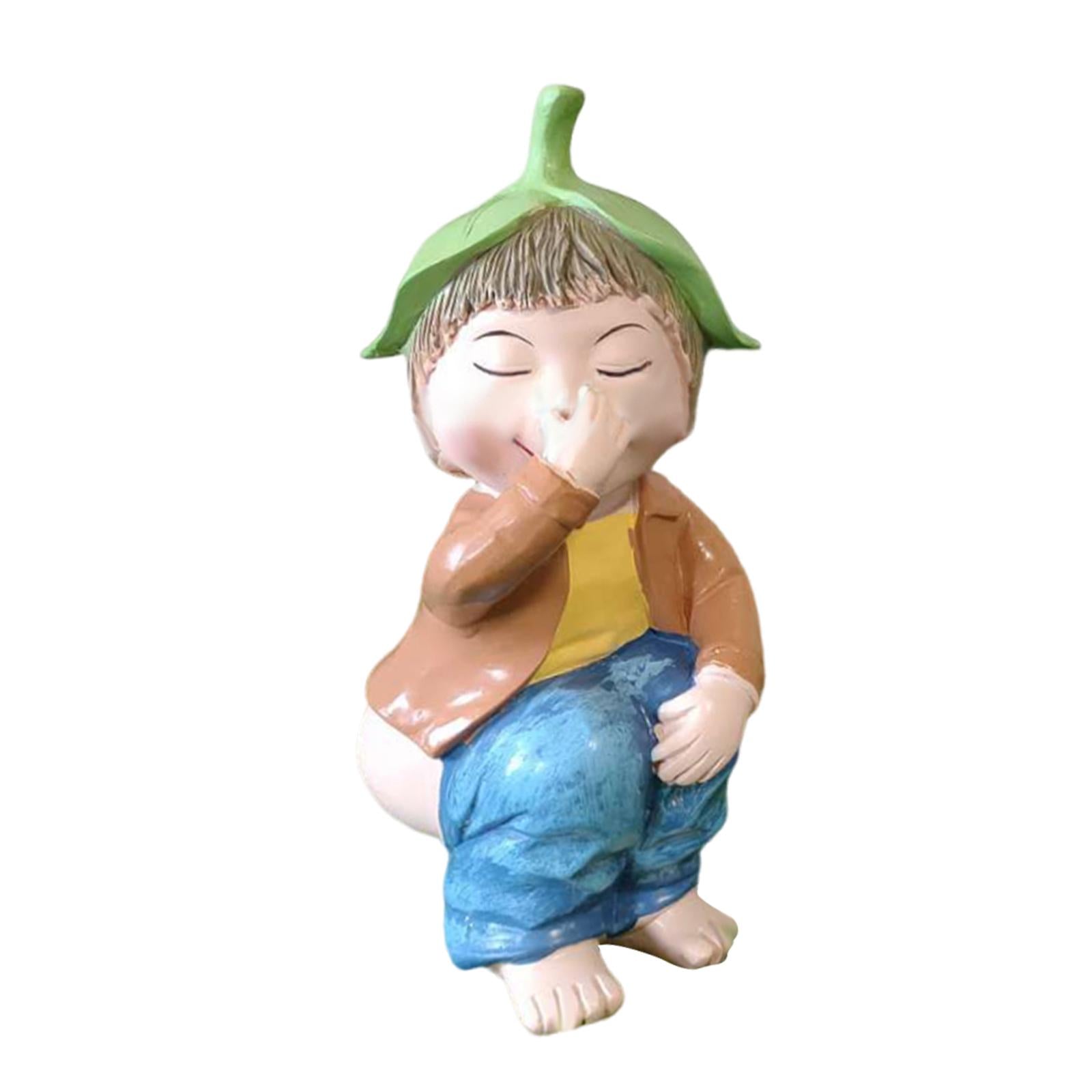 Funny Garden Dwarf Figurine Lawn Ornament for Porch Balcony Lightweight Cute Style B