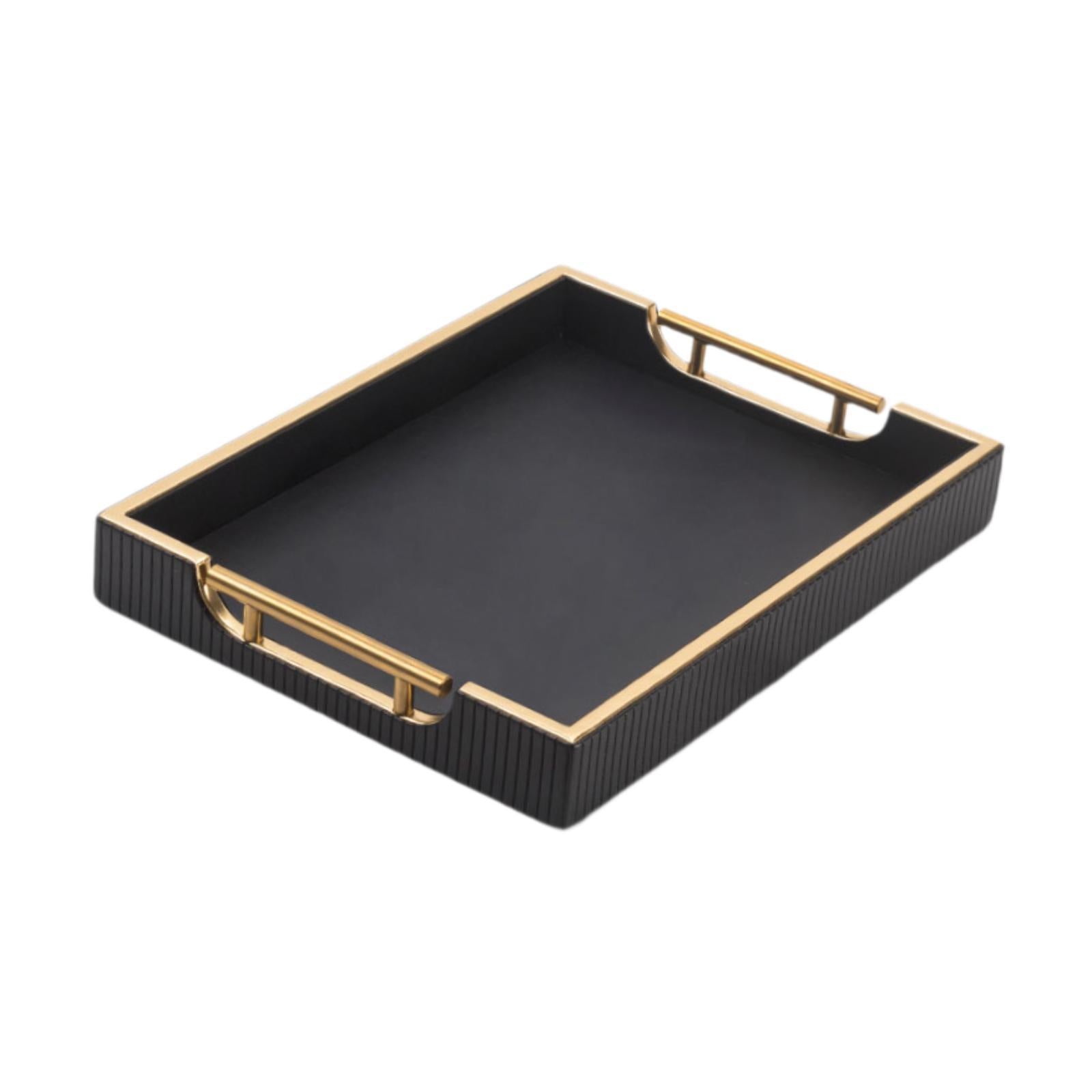 Food Tray Storage Tray with Metal Handles Rectangular for Sundries Cosmetics