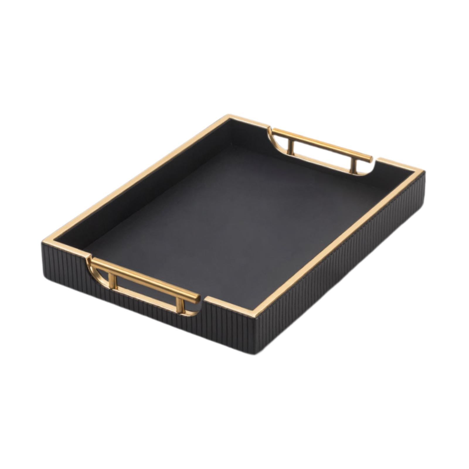 Food Tray Storage Tray with Metal Handles Rectangular for Sundries Cosmetics