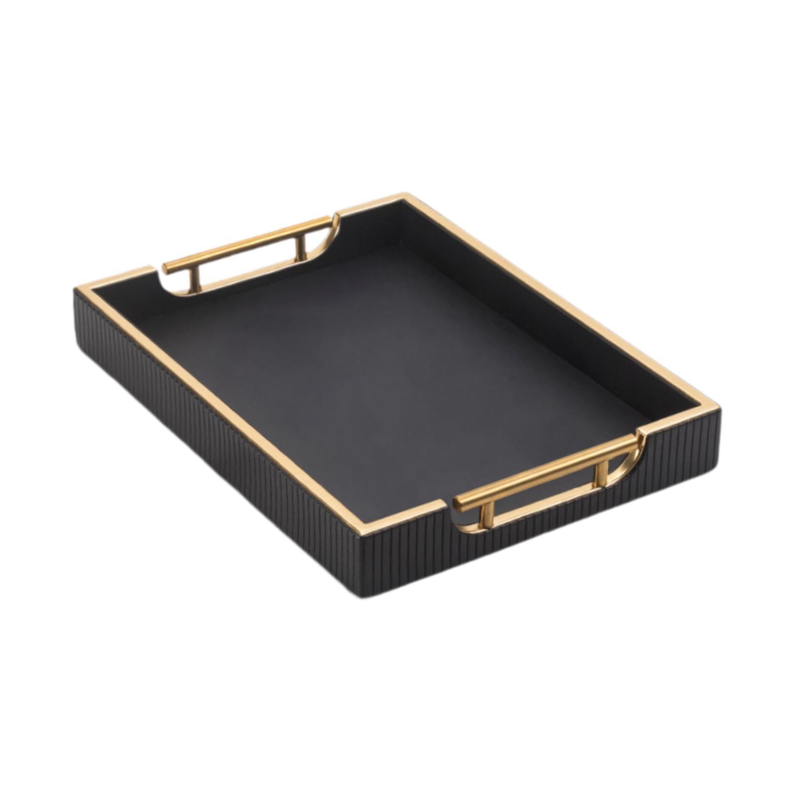 Food Tray Storage Tray with Metal Handles Rectangular for Sundries Cosmetics