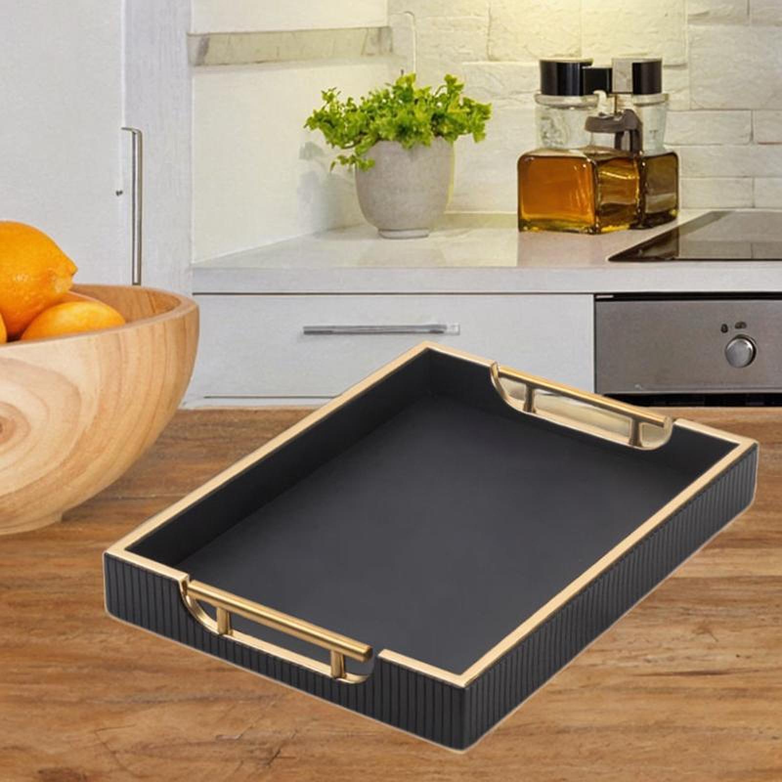 Food Tray Storage Tray with Metal Handles Rectangular for Sundries Cosmetics