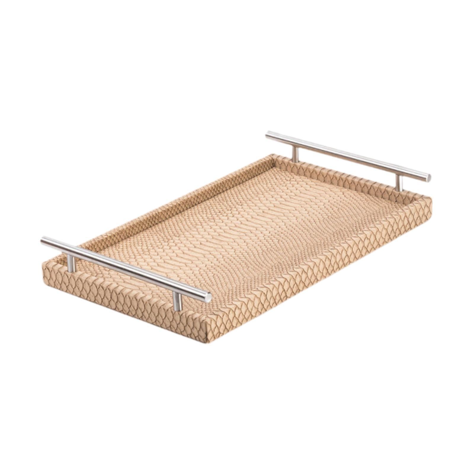 Ottoman Serving Tray Storage Tray Rectangle 15.8x9.8x2.3inch for Living Room