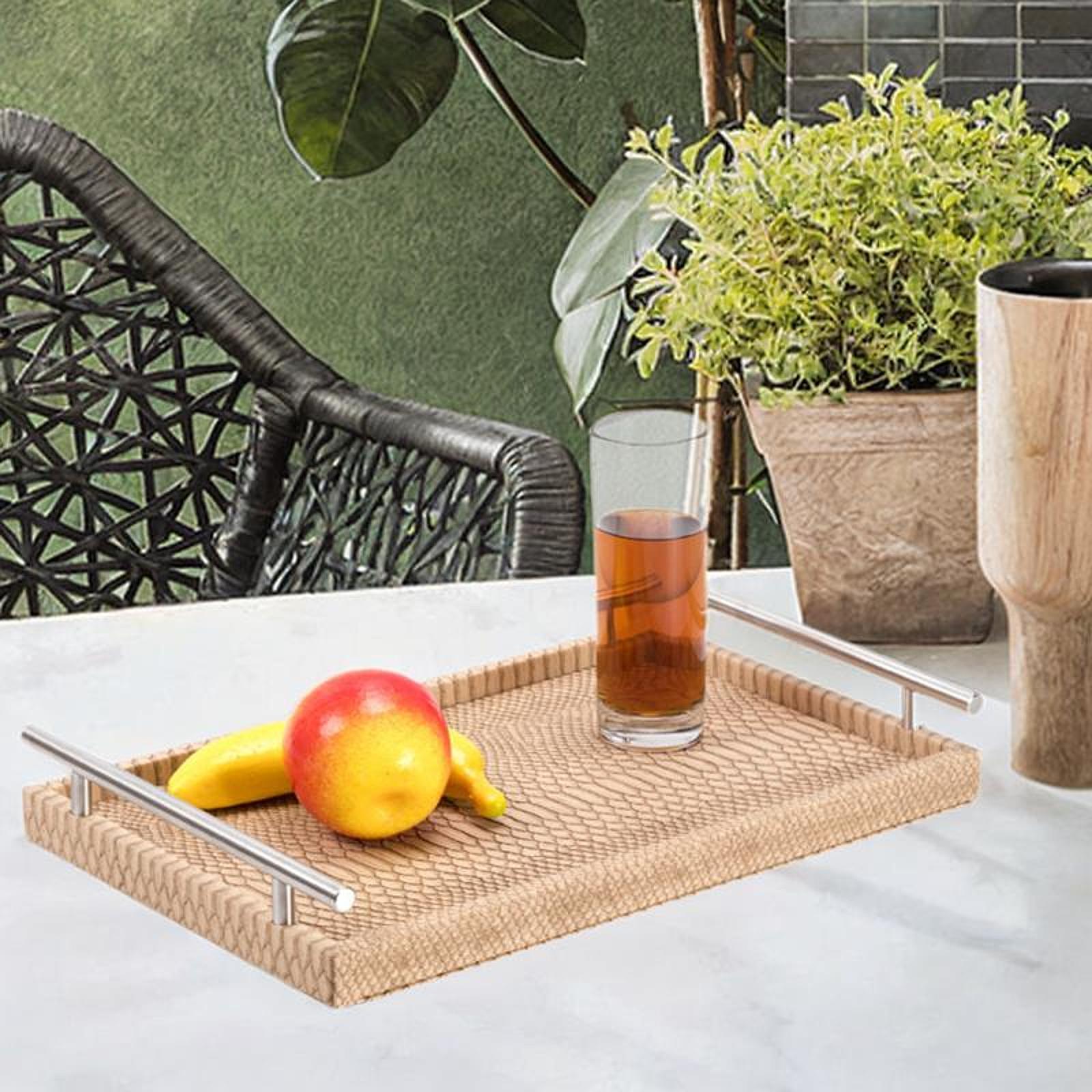 Ottoman Serving Tray Storage Tray Rectangle 15.8x9.8x2.3inch for Living Room