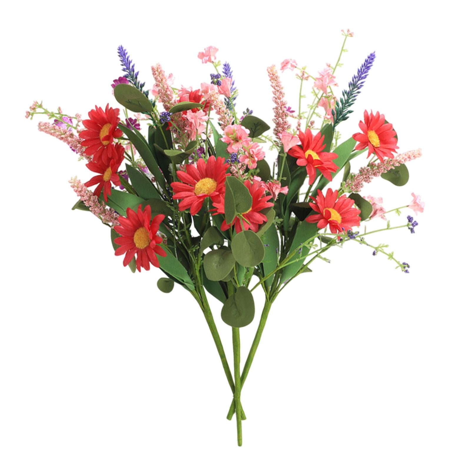 3x 15.7inch Simulated Sunflowers Flower Picks for Summer Flower Arrangements Red