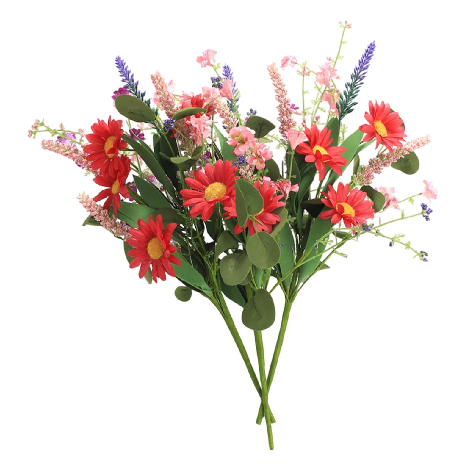 3x 15.7inch Simulated Sunflowers Flower Picks for Summer Flower Arrangements Red