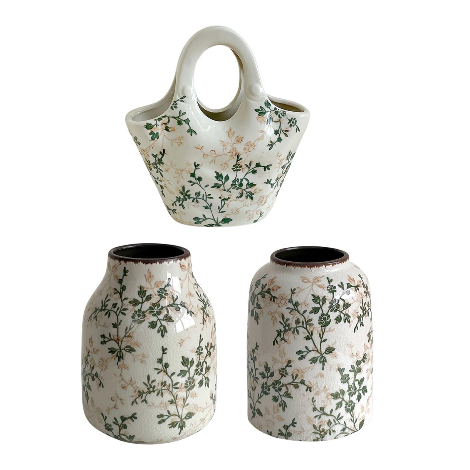 Ceramic Chinoiserie Floral Vase Table Centerpieces Indoor Rustic Flower Vase Style A