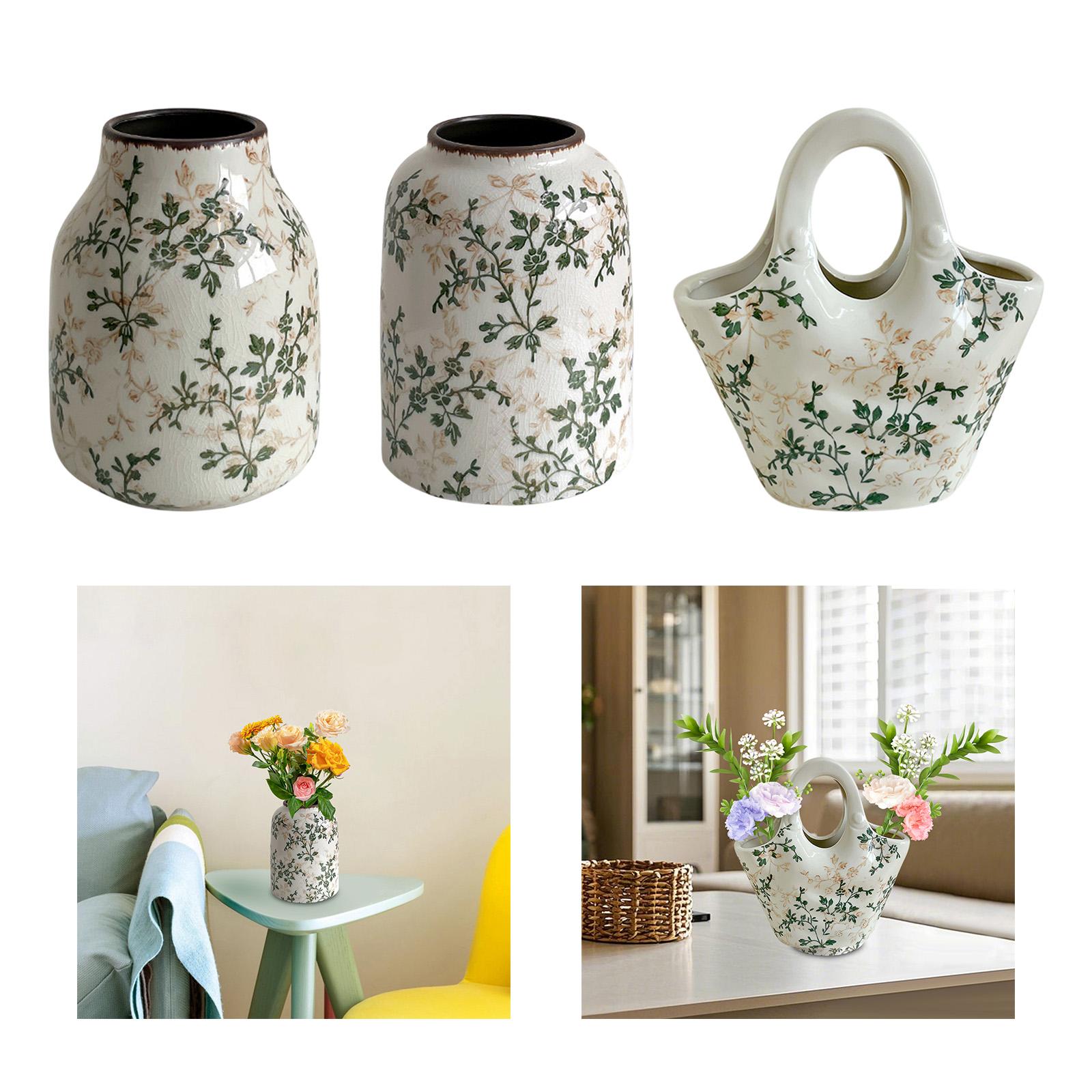 Ceramic Chinoiserie Floral Vase Table Centerpieces Indoor Rustic Flower Vase Style A