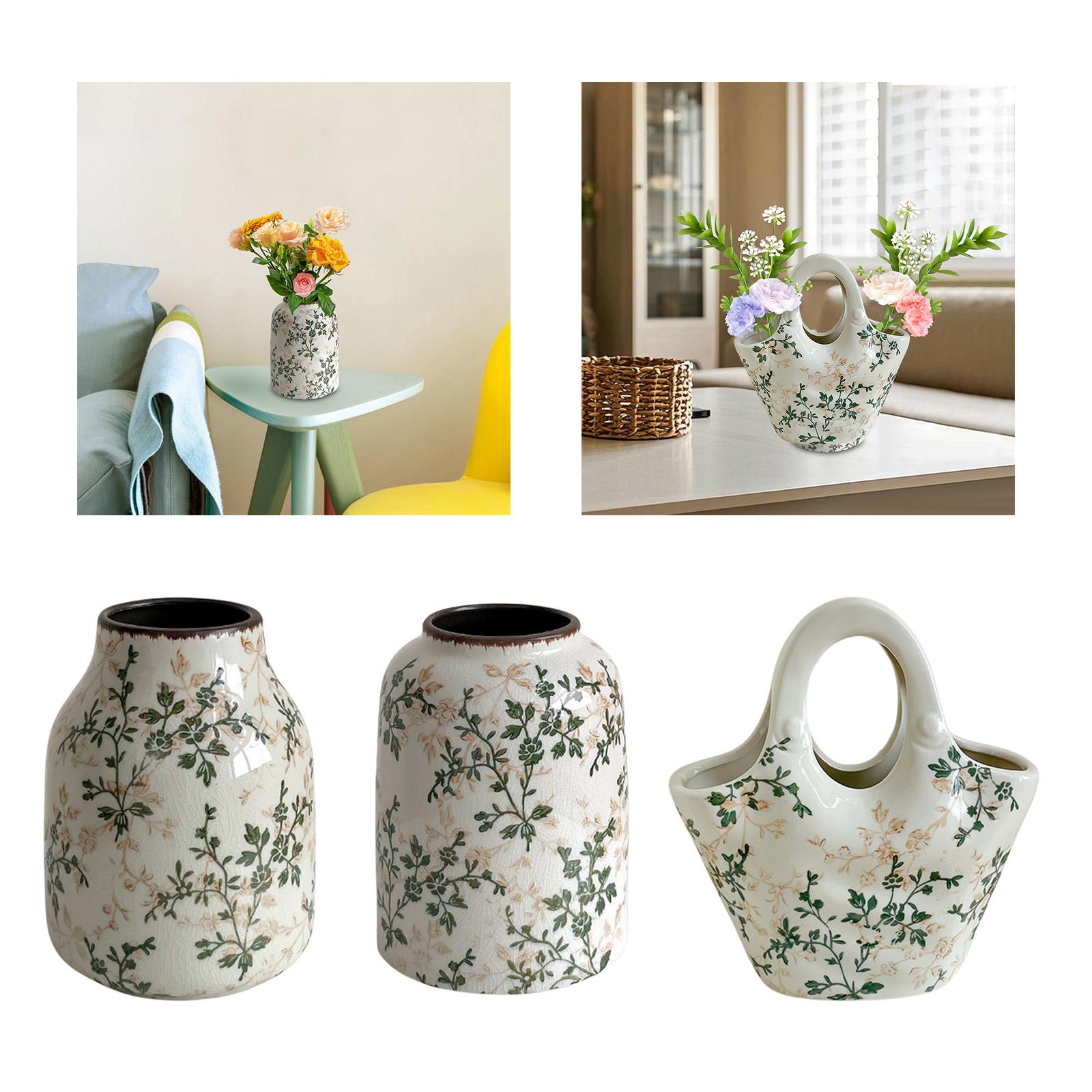 Ceramic Chinoiserie Floral Vase Table Centerpieces Indoor Rustic Flower Vase Style A