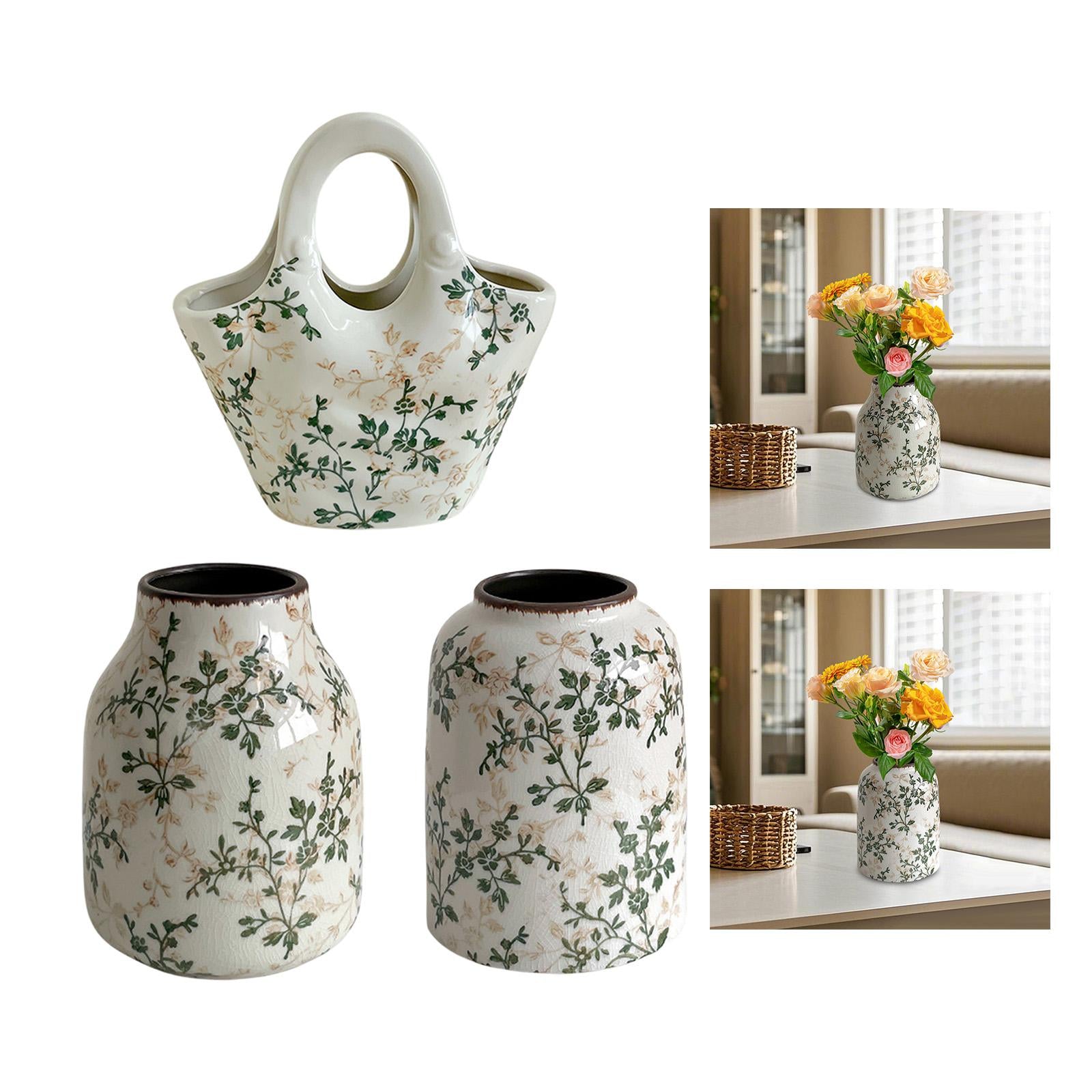 Ceramic Chinoiserie Floral Vase Table Centerpieces Indoor Rustic Flower Vase Style A